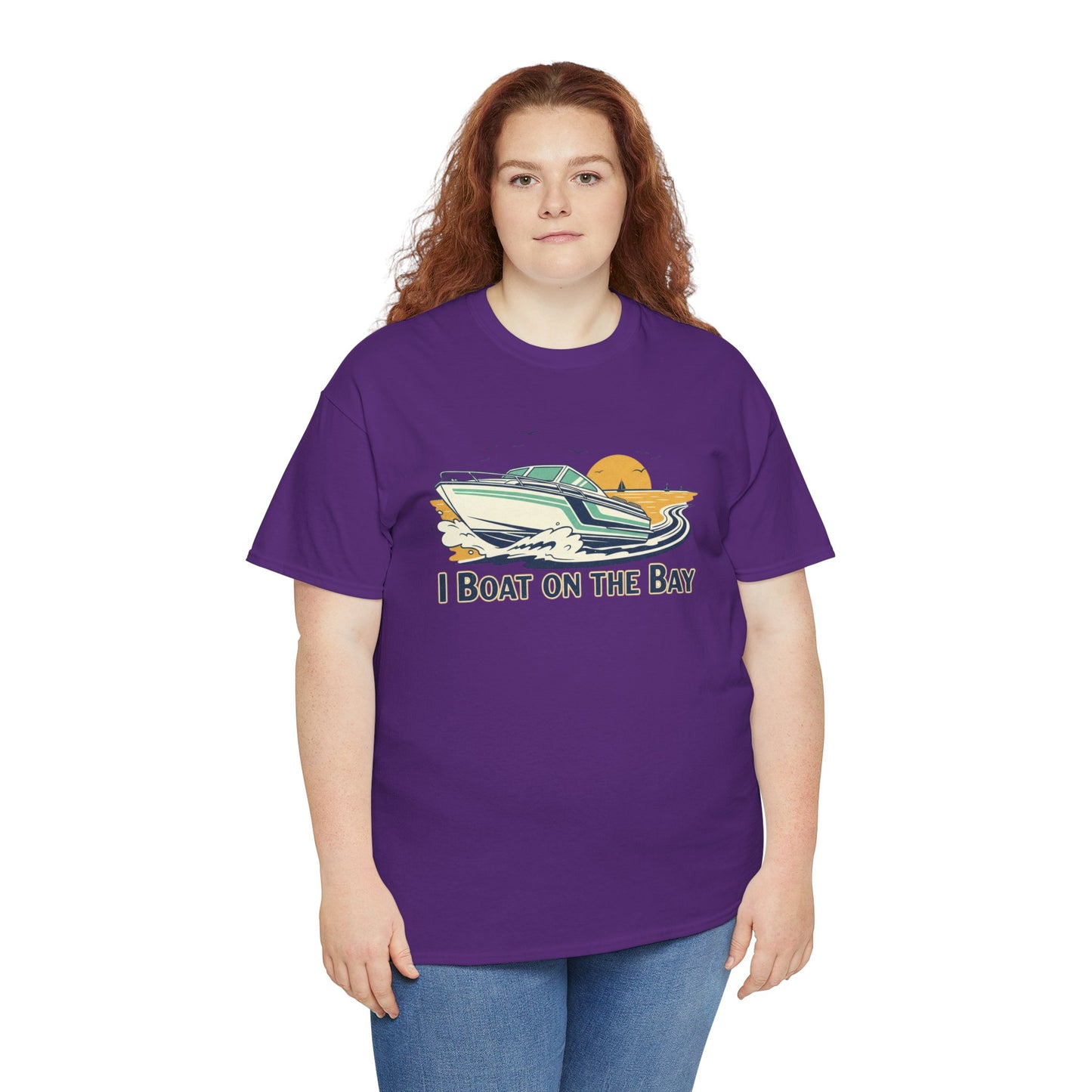 Boat on the Bay T-Shirt — Retro Motorboat Sunset Tee Printify
