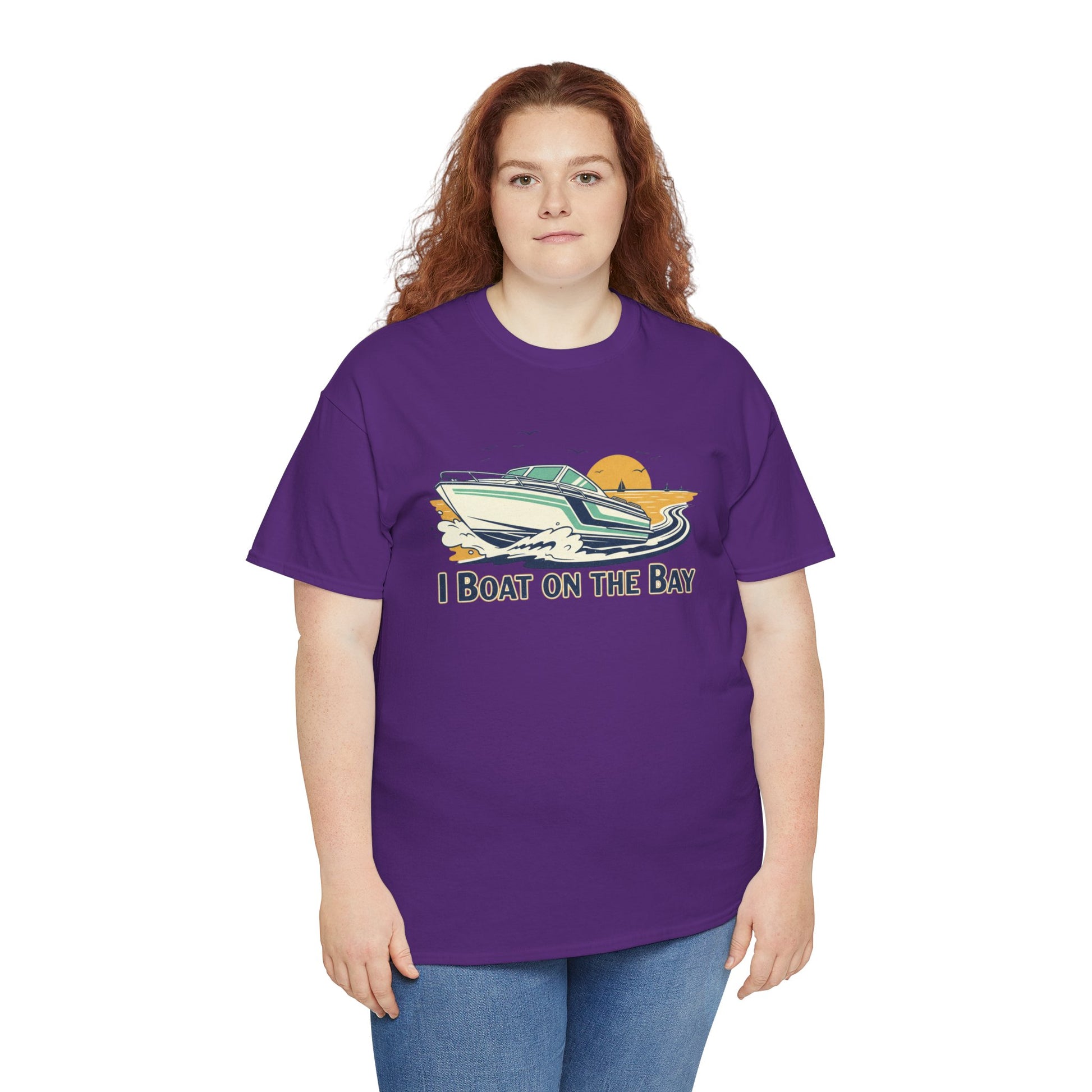Boat on the Bay T-Shirt — Retro Motorboat Sunset Tee Printify