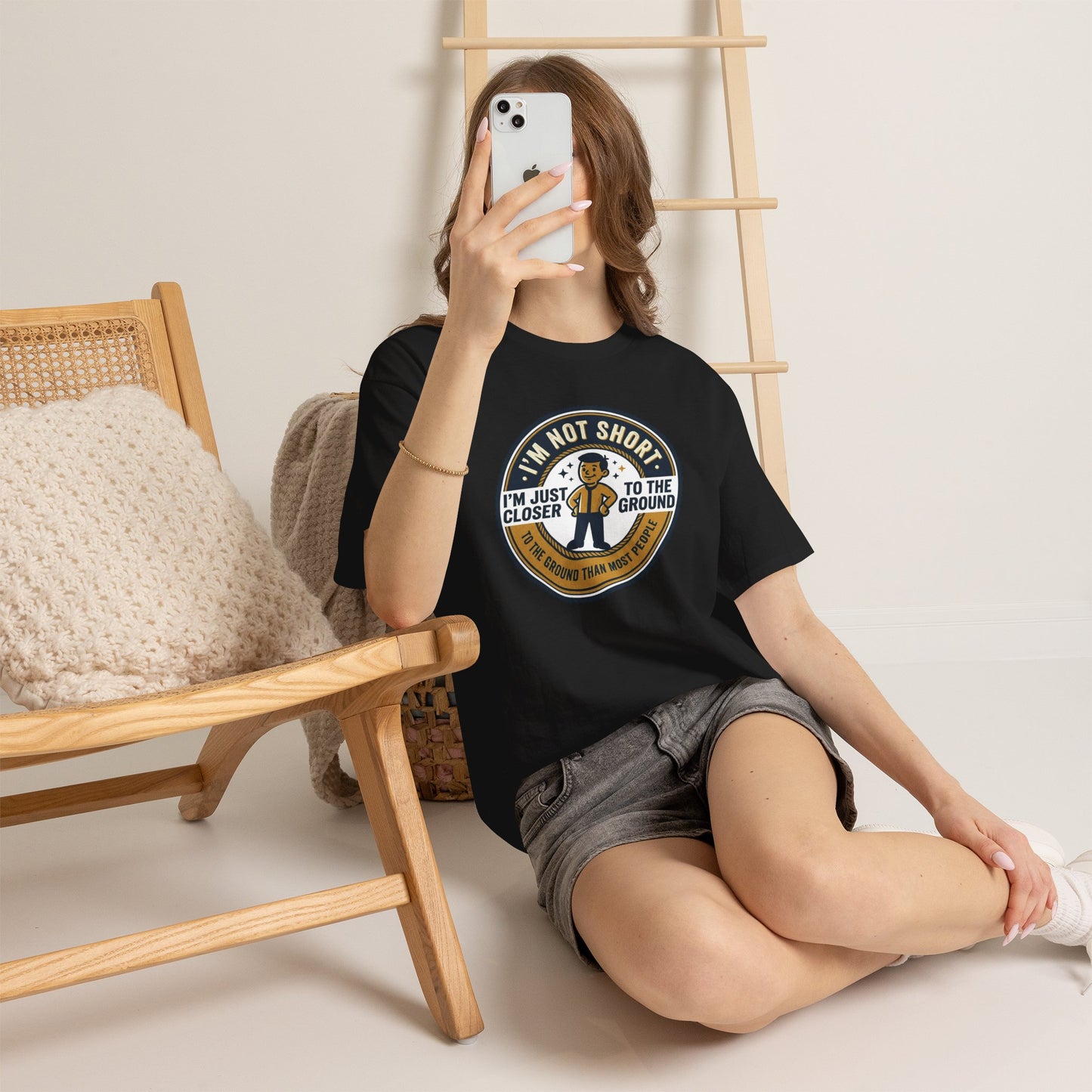 "I'm Not Short, I'm Just Closer to the Ground" Funny Short Height Graphic Tee