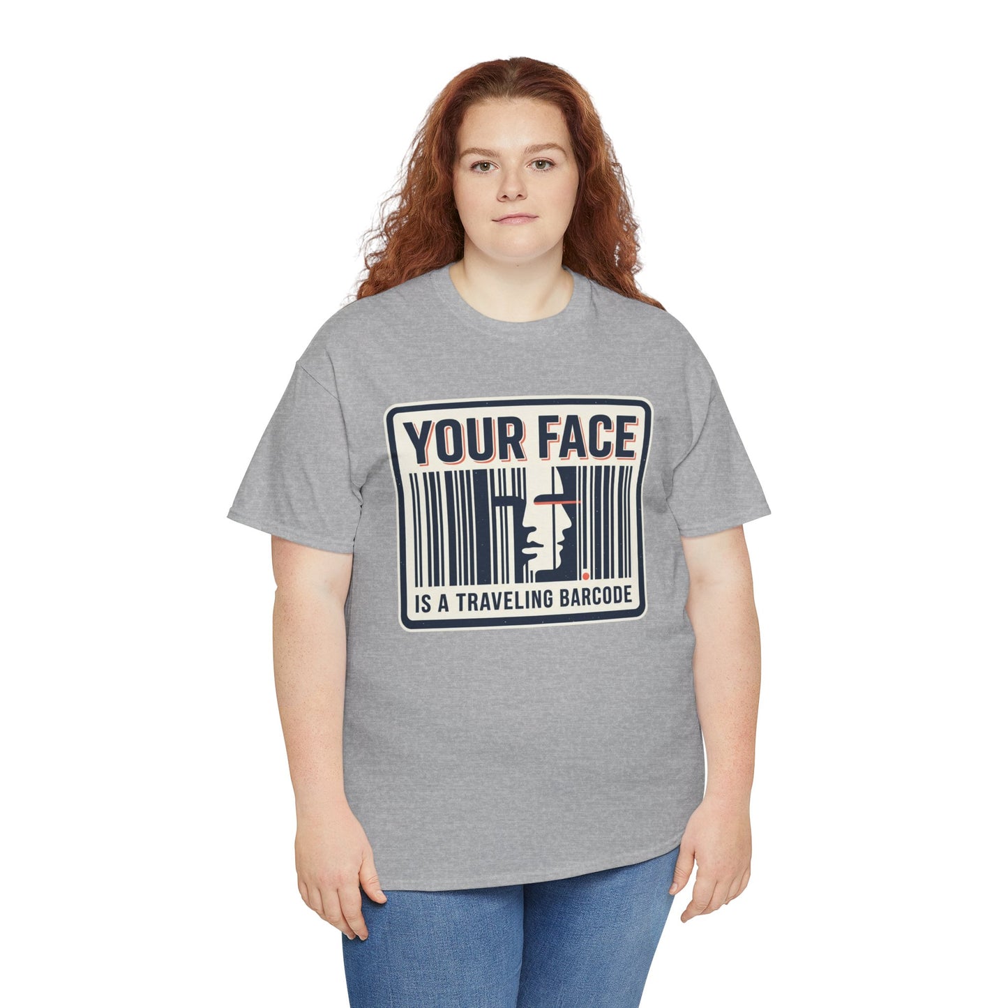 "Your Face Is a Traveling Barcode" Graphic Tee