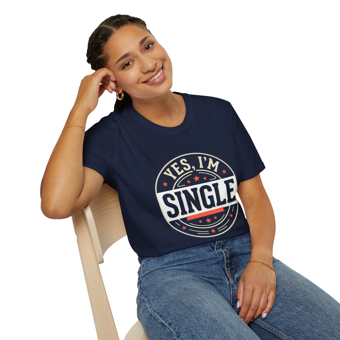 "Yes, I’m Single" Graphic Tee - Single Badge T-Shirt