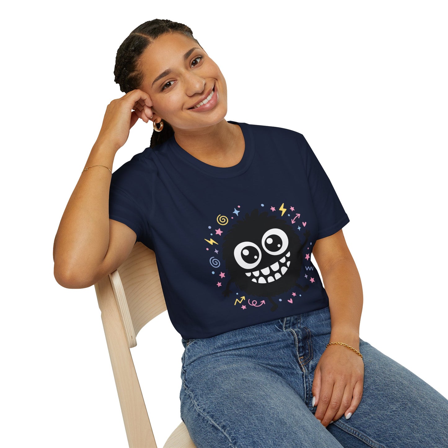 Cute Fuzzy Monster T-Shirt — Playful Cartoon Graphic Tee for Kids & Adults