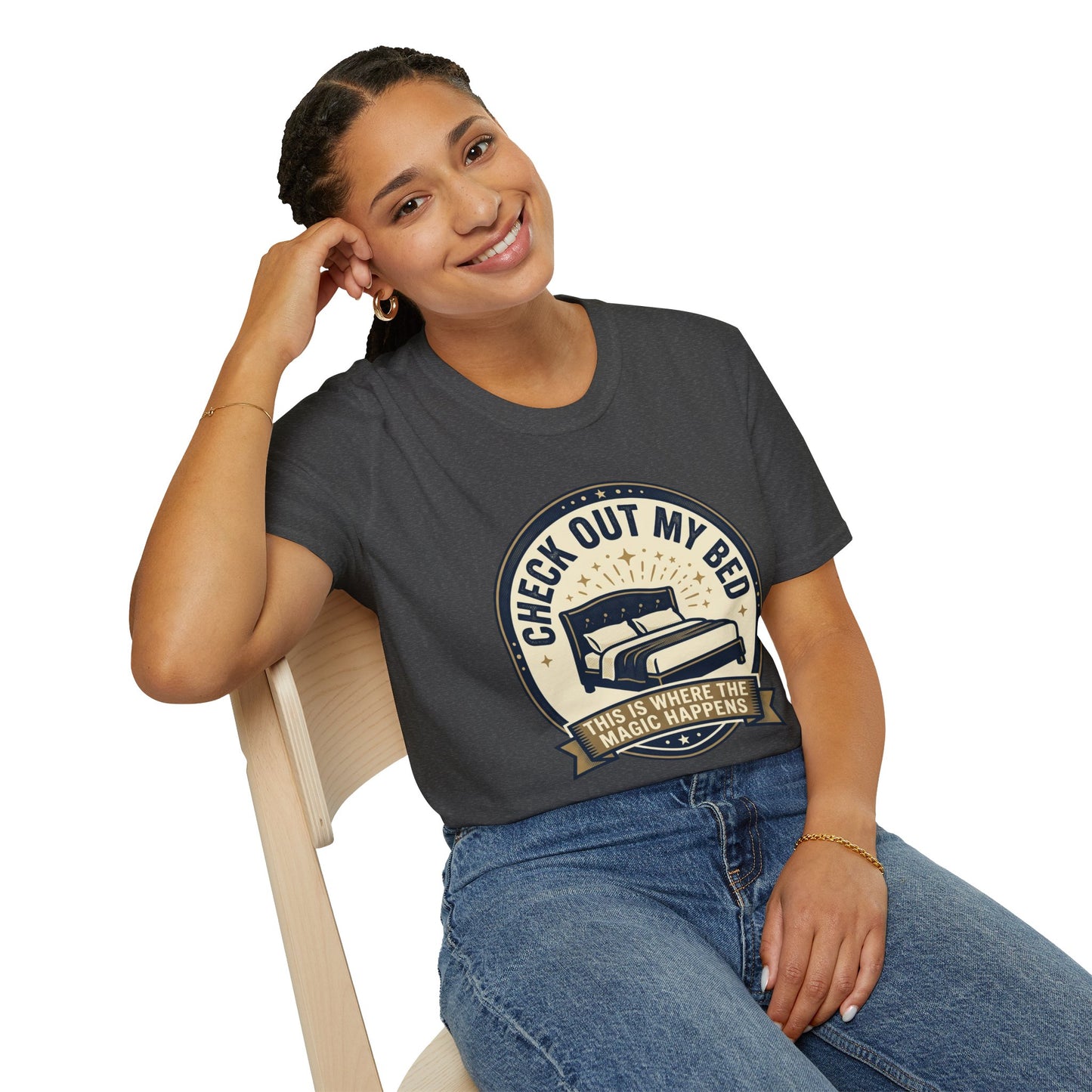 Check Out My Bed T-Shirt – “This Is Where The Magic Happens” Vintage Graphic Tee