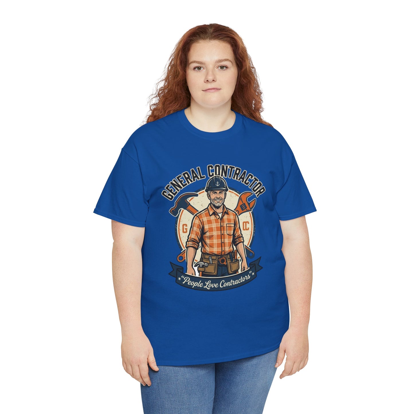 General Contractor T-Shirt — Vintage Construction Worker Logo Tee Printify