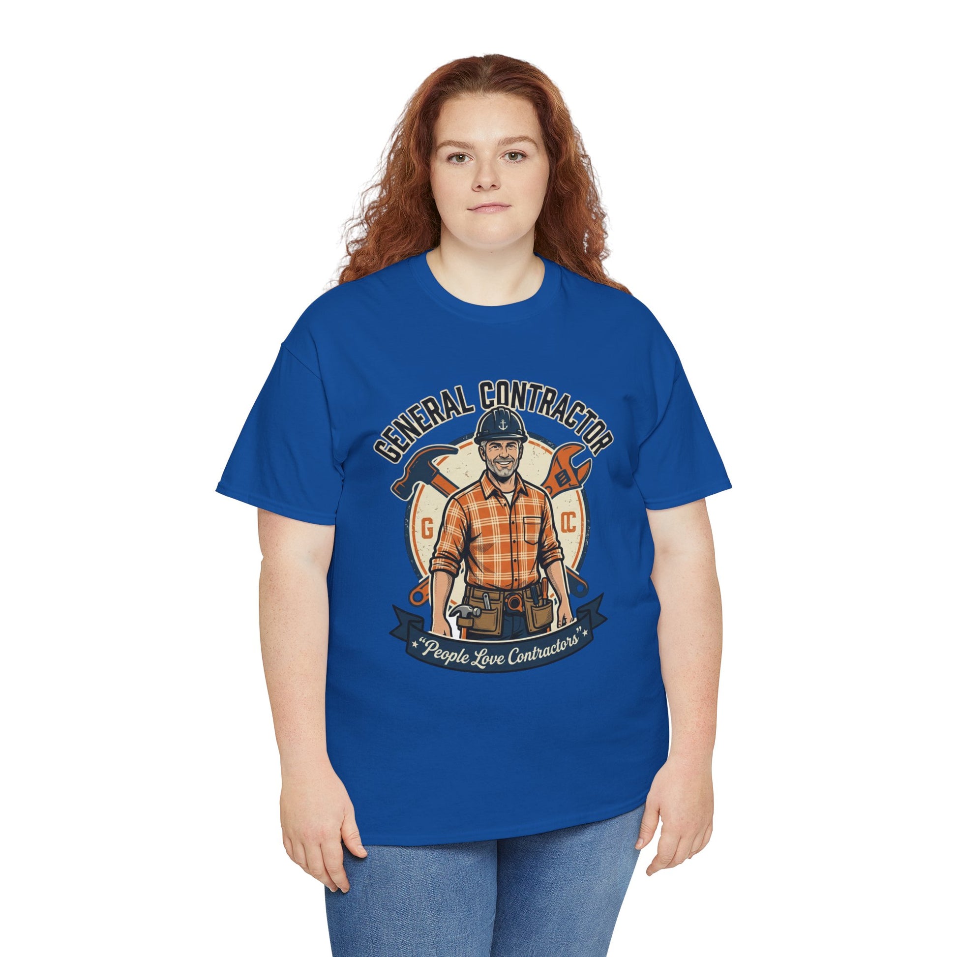 General Contractor T-Shirt — Vintage Construction Worker Logo Tee Printify