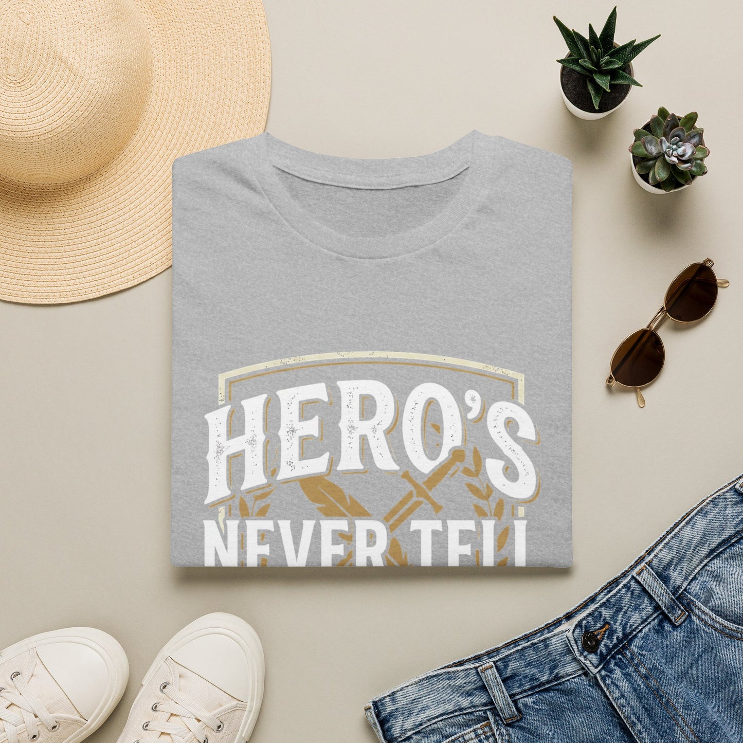 Hero's Never Tell T-Shirt — 'Hero's Never Tell Their Own Story' Graphic Tee for Veterans & First Responders