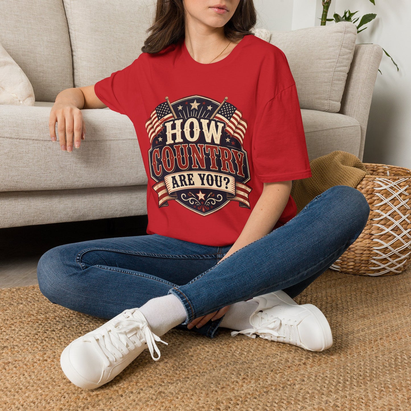 How Country Are You? T-Shirt — Vintage American Flag Country Graphic Tee