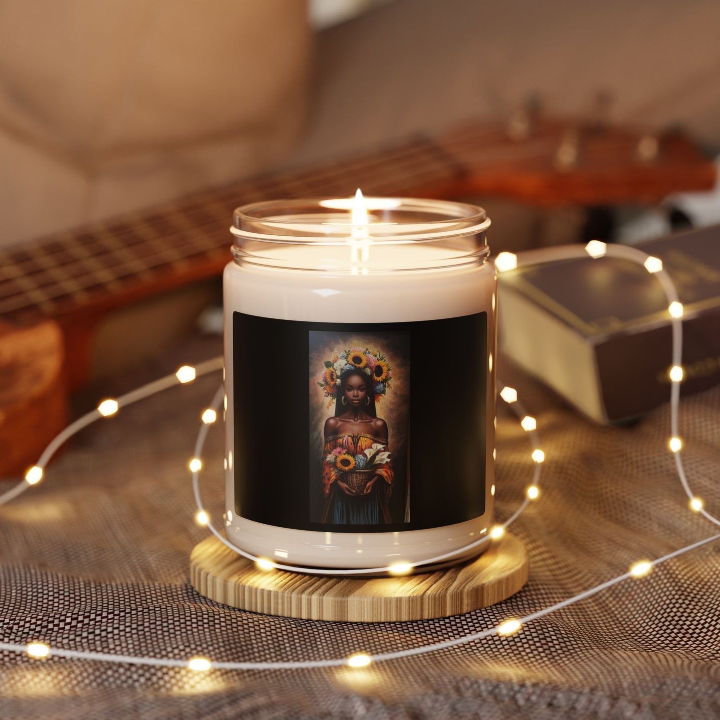 Soy Candle — Black Madonna with Sunflowers Scented Jar (9 oz)