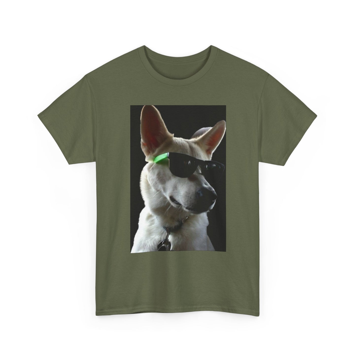 Cyberpunk Dog Photo Tee — Futuristic Bull Terrier Graphic T-Shirt Printify