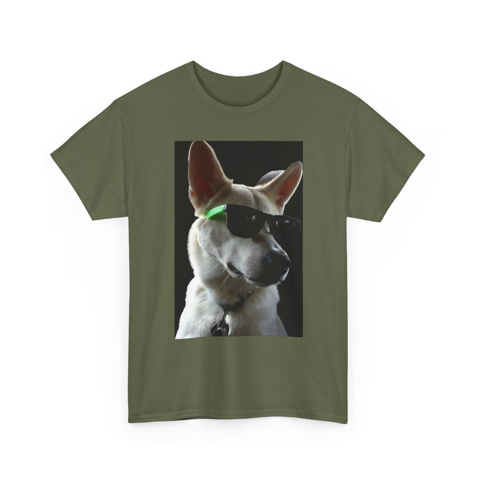 Cyberpunk Dog Photo Tee — Futuristic Bull Terrier Graphic T-Shirt Printify