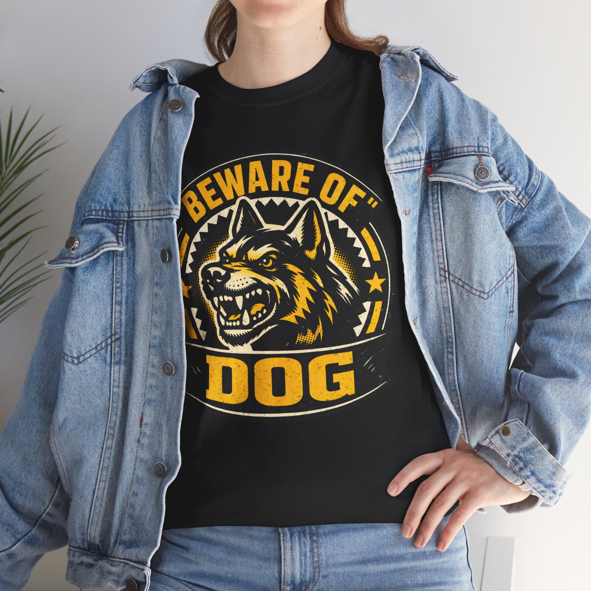 Beware of Dog T-Shirt — Retro Aggressive Dog Warning Graphic Tee Printify