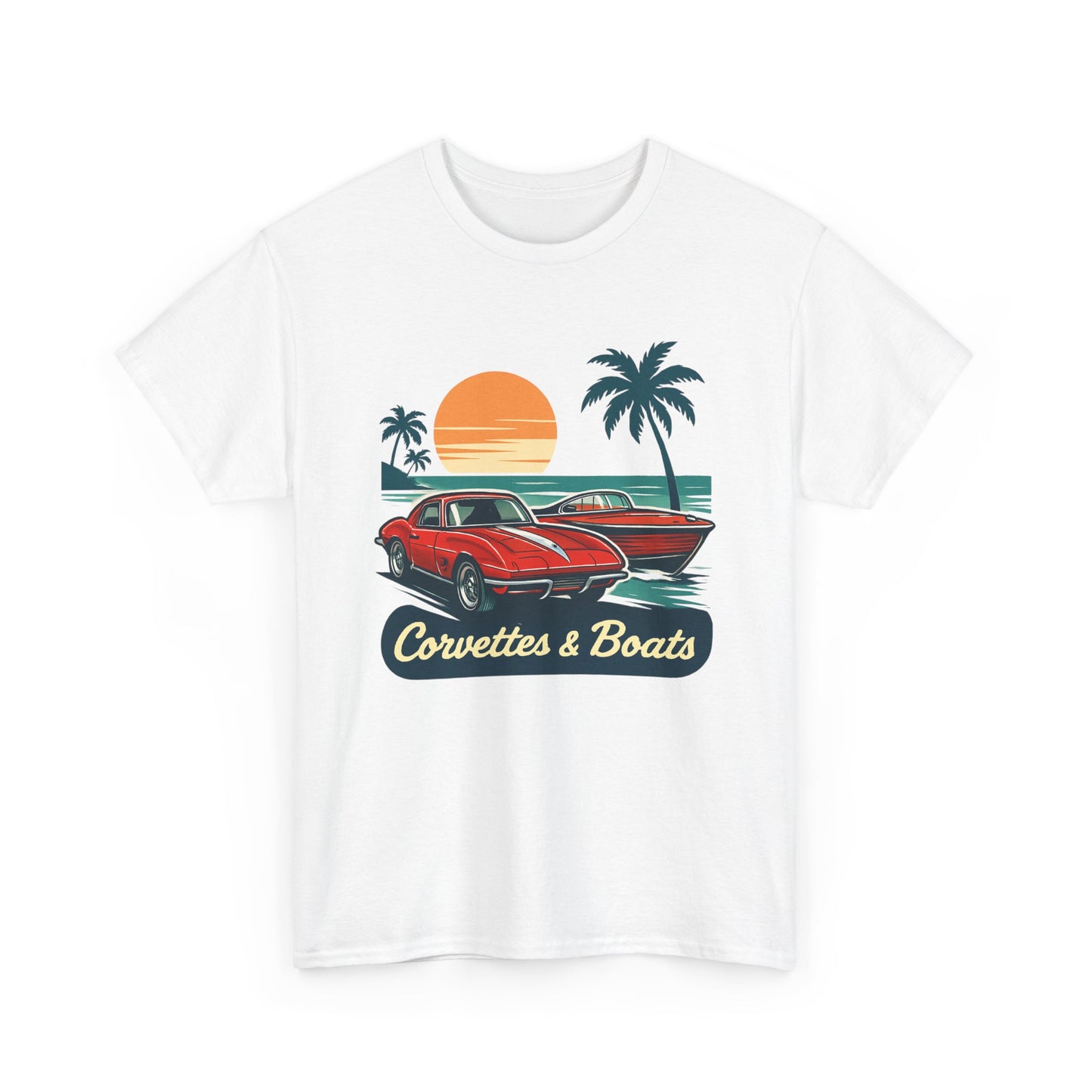 Corvettes & Boats Retro Sunset T‑Shirt