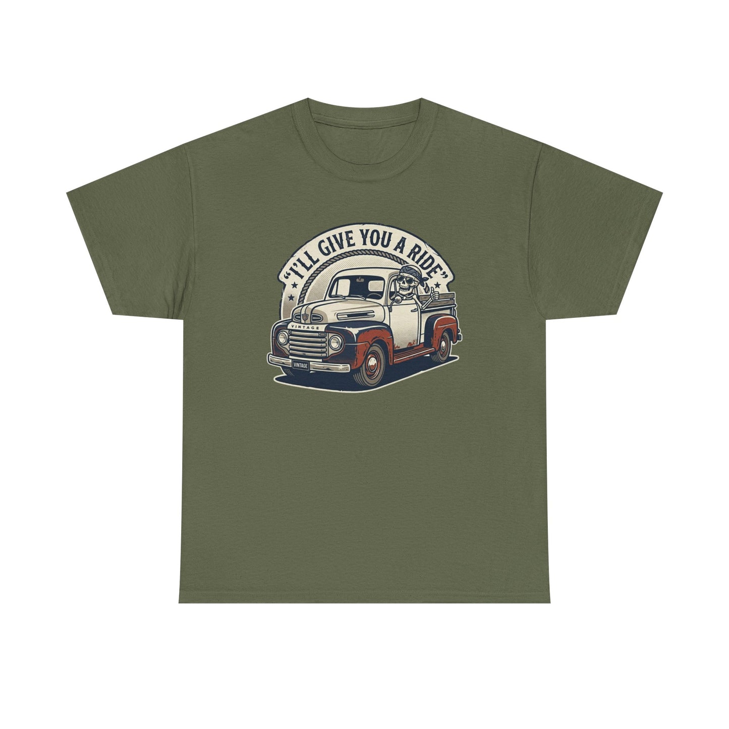 Vintage Pickup Truck T-Shirt — “I’ll Give You a Ride” Classic Retro Tee Printify