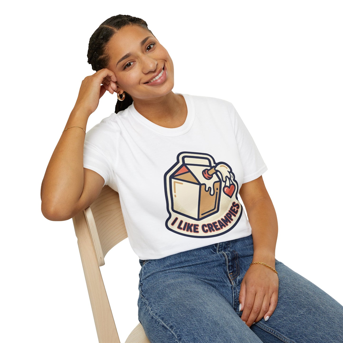 Cream Pie Cartoon T-Shirt — "I Like Creampies" Retro Milk Carton Graphic Tee