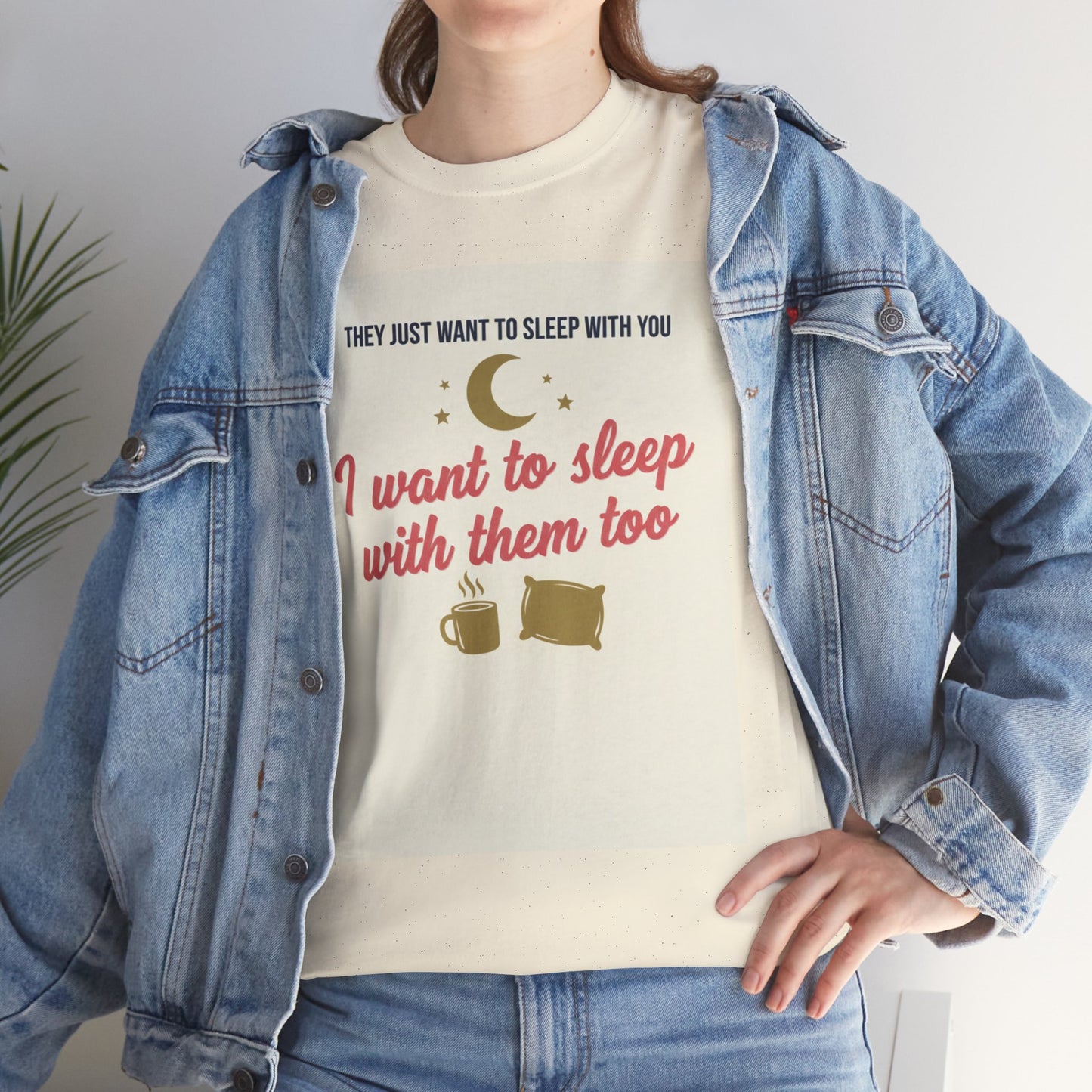 Sleepy Cats T-Shirt — "I Want to Sleep with Them Too" Cute Nighttime Pet Tee