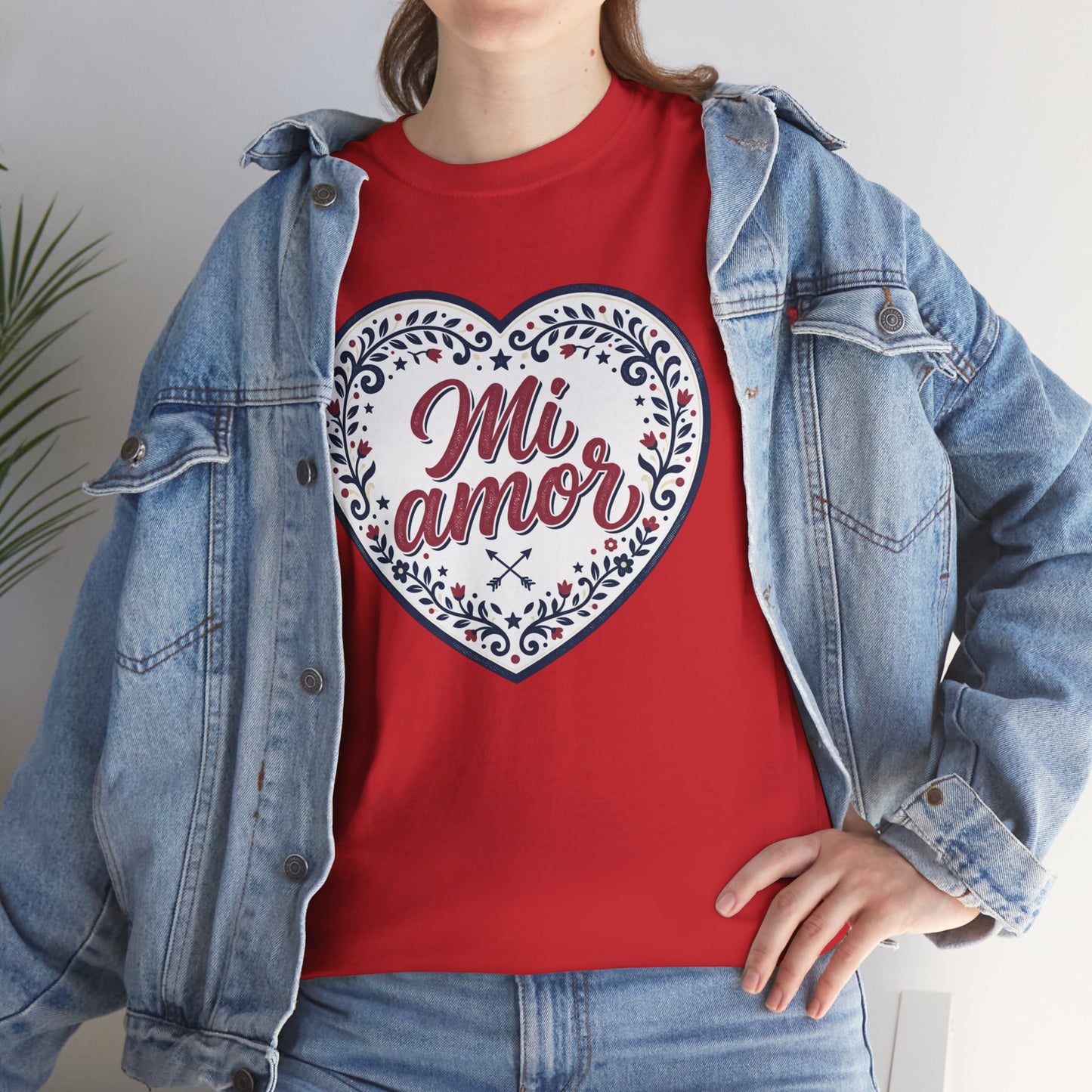 Mi Amor Heart T-Shirt — Romantic Floral Graphic Tee for Valentine’s Day