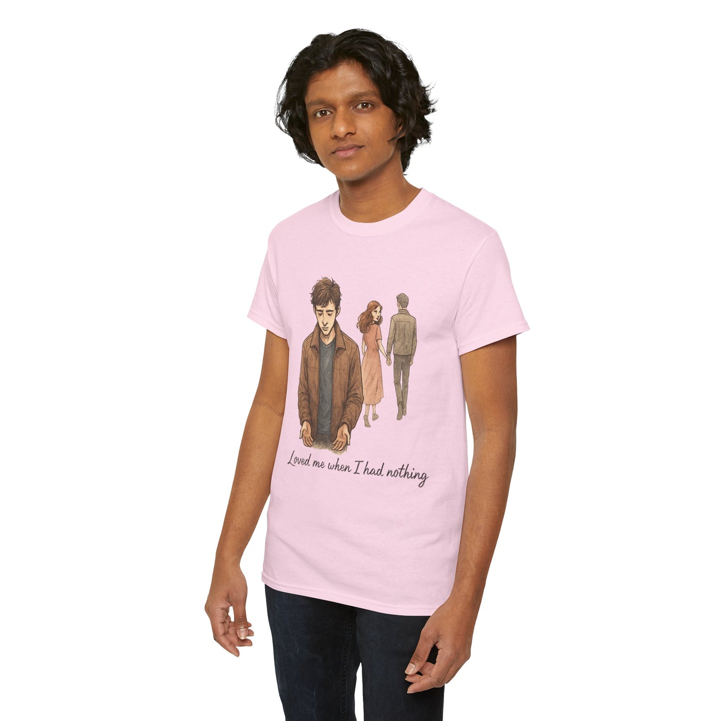T-Shirt — 'Loved Me When I Had Nothing' Vintage Couple Illustration Tee