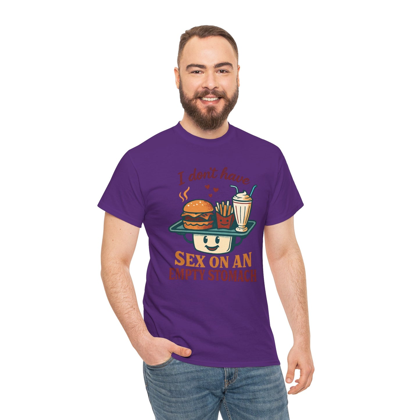 "I Don't Have Sex on an Empty Stomach" Burger & Milkshake Funny T-Shirt