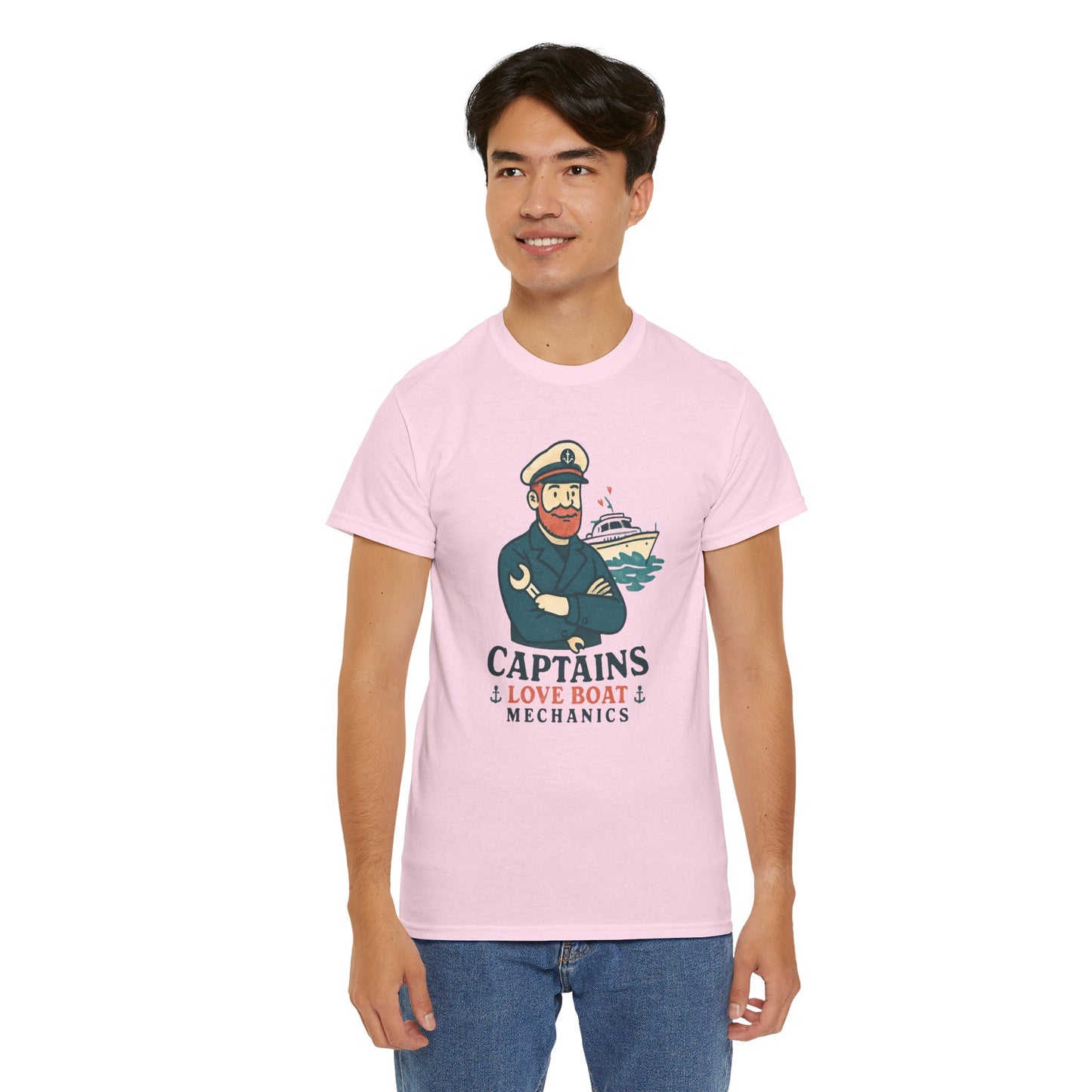 Captain Mechanics T‑Shirt — "Captains Love Boat Mechanics" Nautical Crew Tee