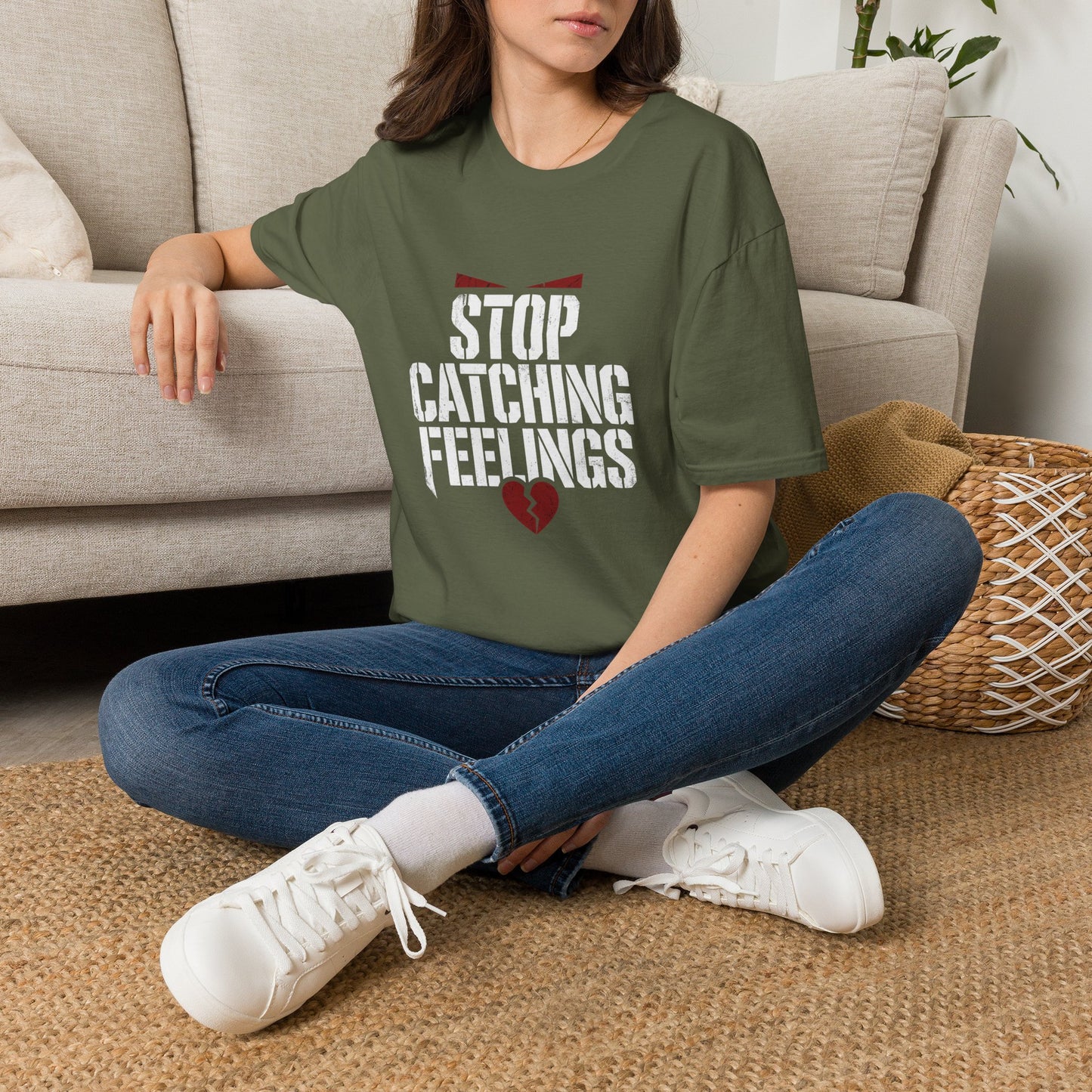 Stop Catching Feelings T-Shirt — Funny Heartbreak Graphic Tee