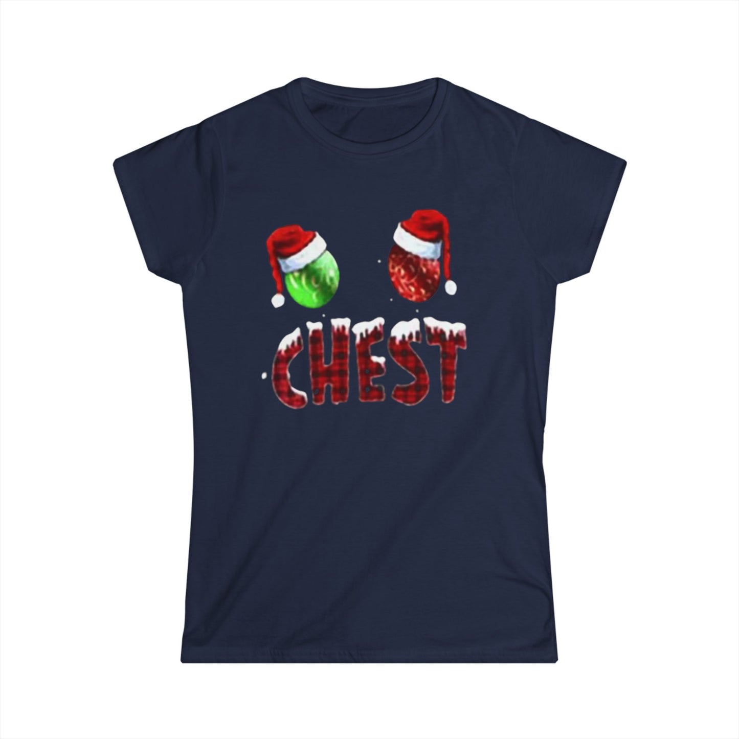 Chest Christmas Tee — Festive Ornaments & Santa Hats Holiday Shirt
