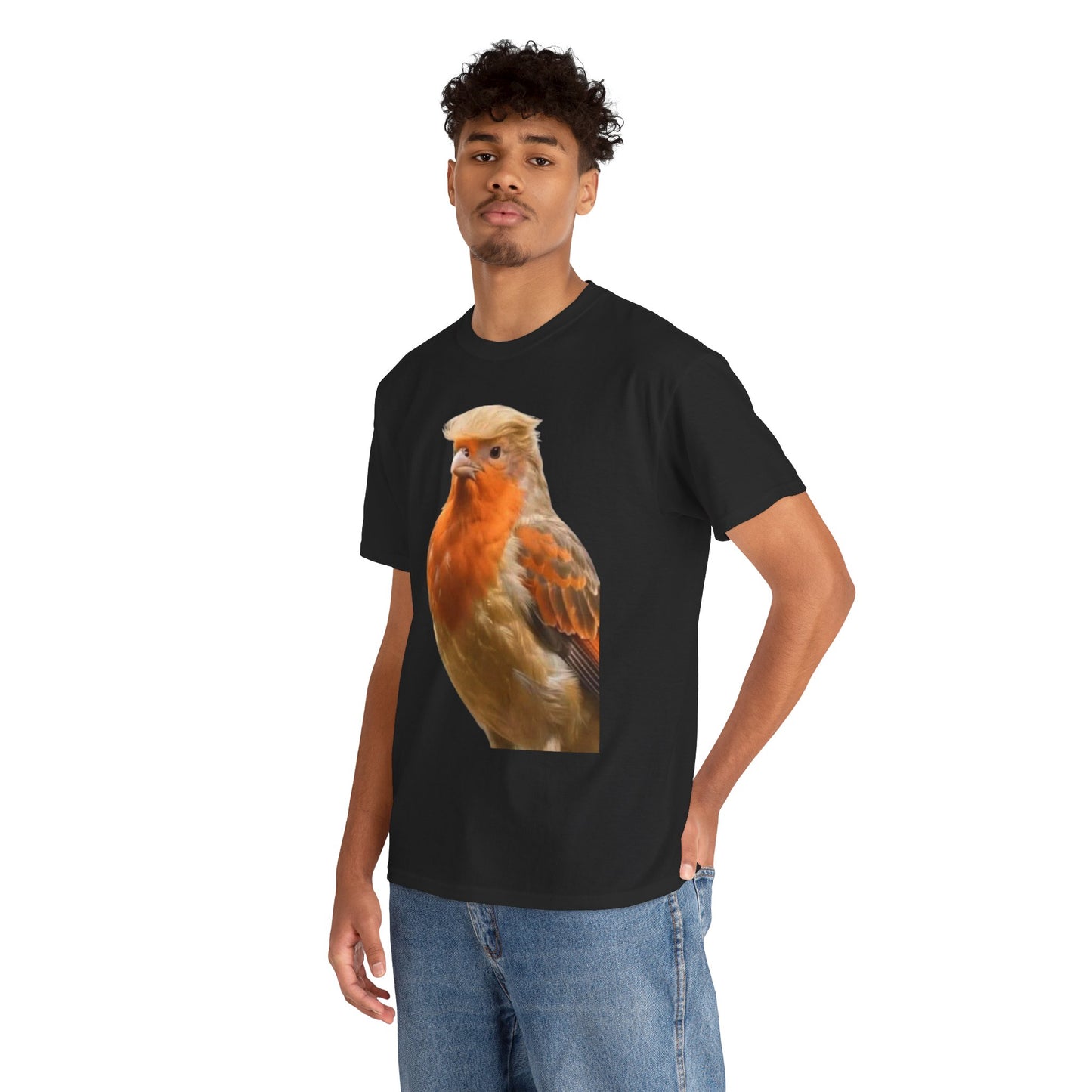 Robin Illustration T-Shirt — Cute Red-Breast Bird Graphic Tee