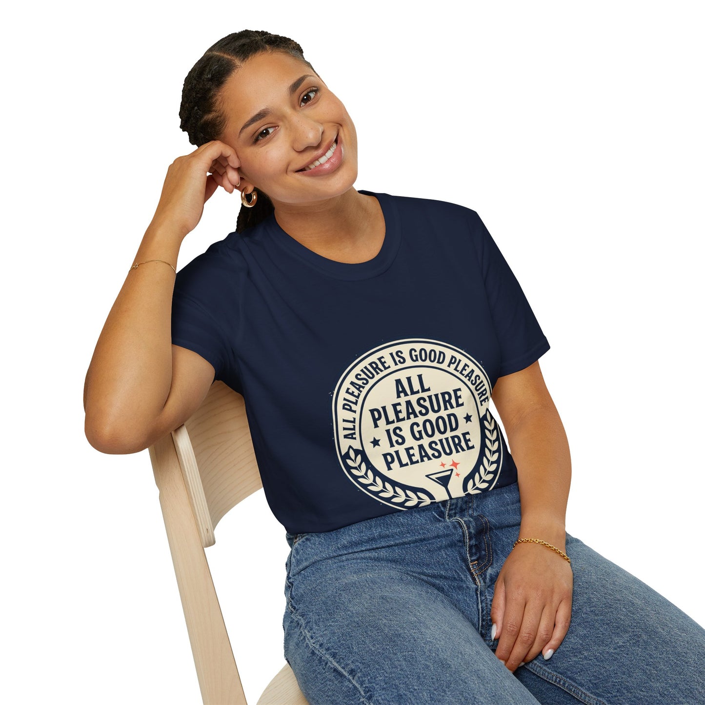 "All Pleasure Is Good Pleasure" Vintage Badge Tee