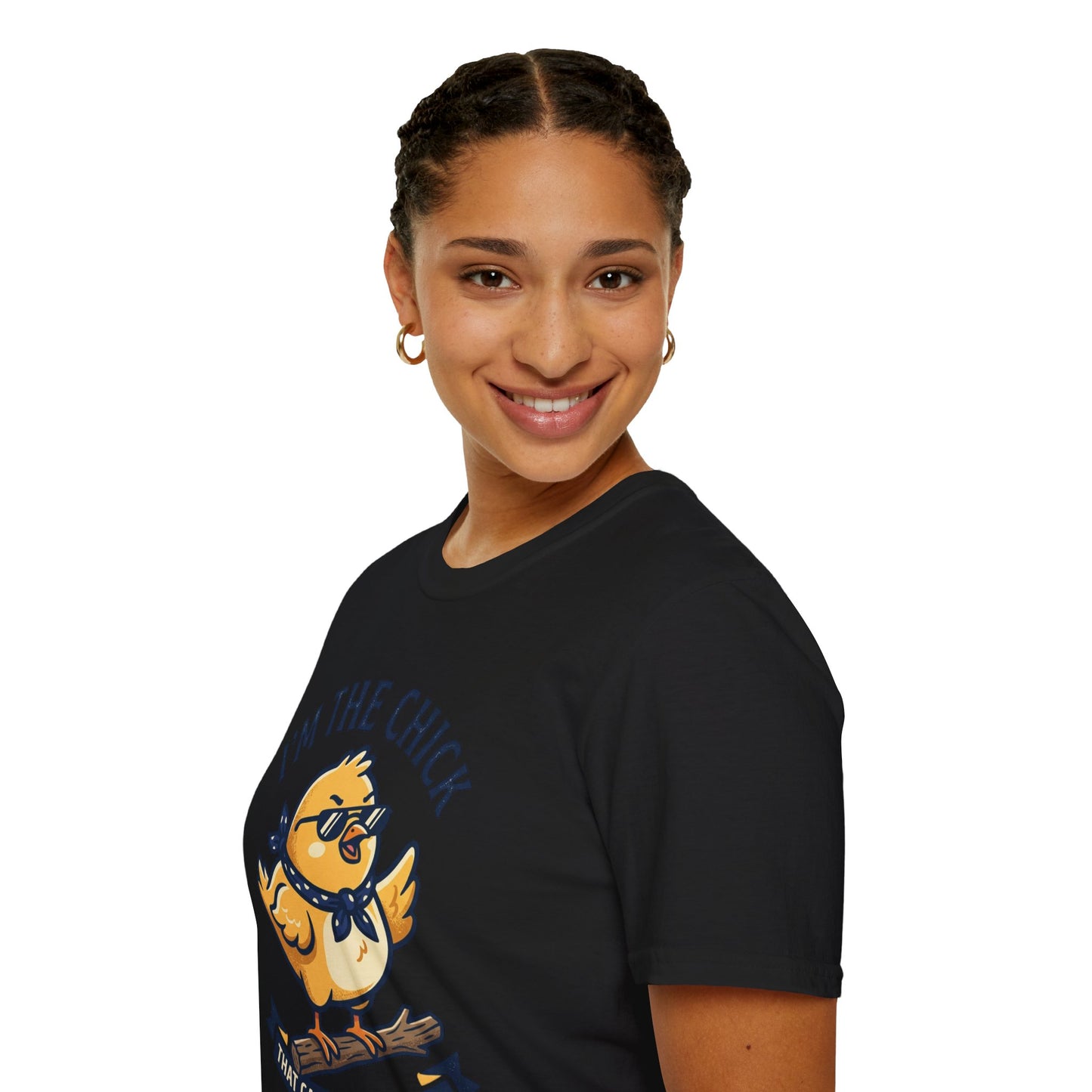I’m the Chick That Can Take a Stick T-Shirt — Cute Tough Chick Graphic Tee Printify