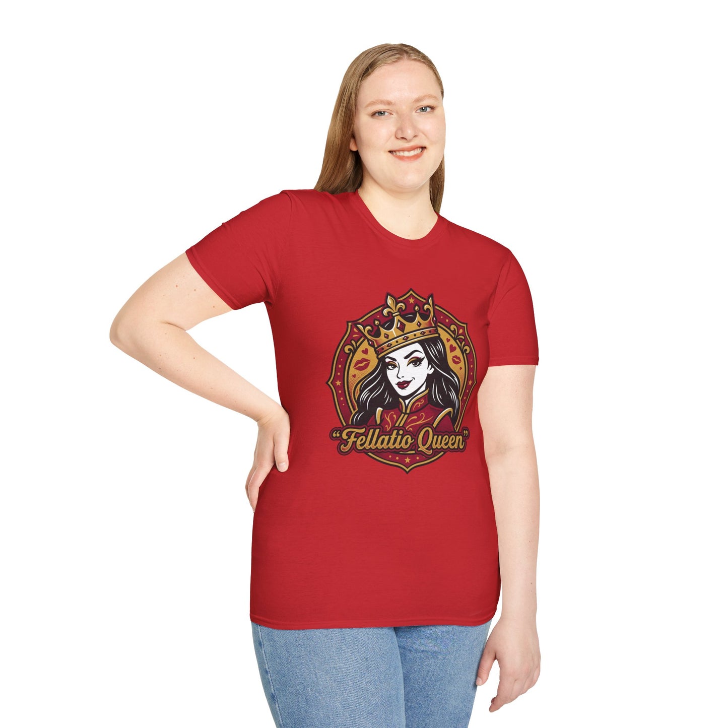 "Fellatio Queen" Retro Pinup Crown Graphic Tee Printify