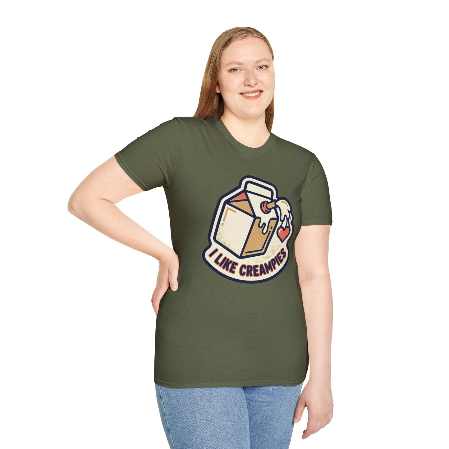 Cream Pie Cartoon T-Shirt — "I Like Creampies" Retro Milk Carton Graphic Tee