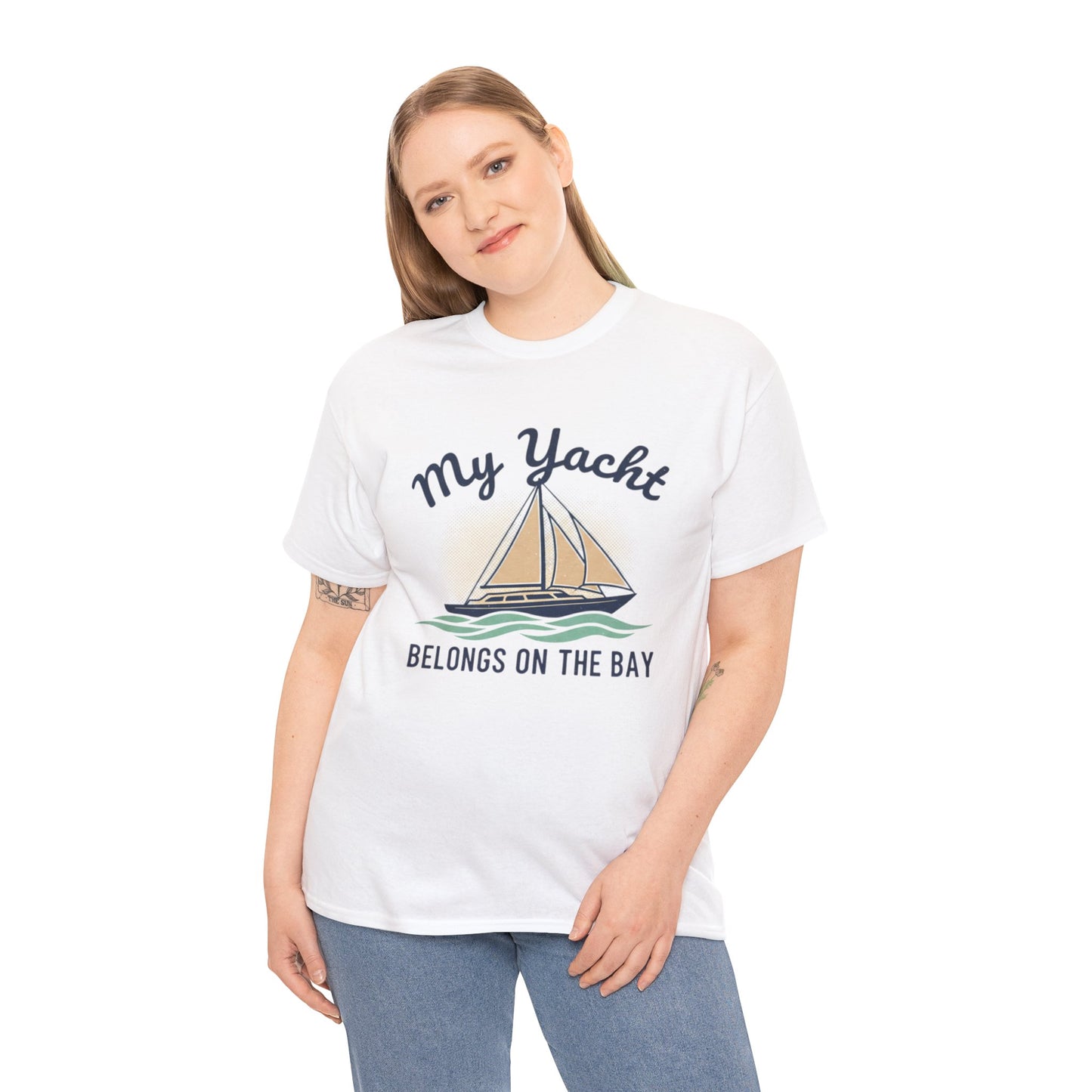 Sailboat Graphic Tee - "My Yacht Belongs on the Bay" Casual Nautical T-Shirt
