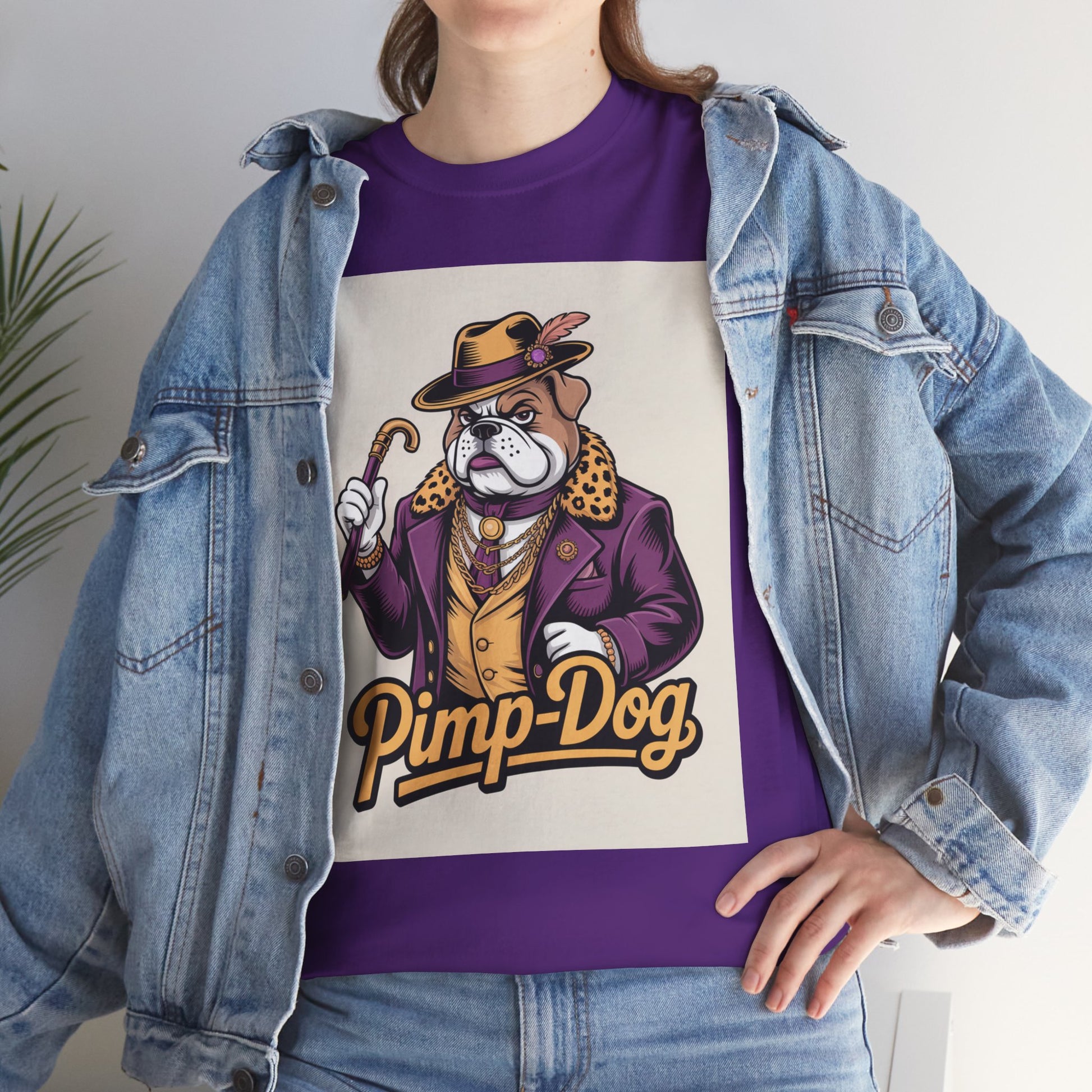 Pimp-Dog Graphic Tee — Retro Bulldog Character Shirt Printify