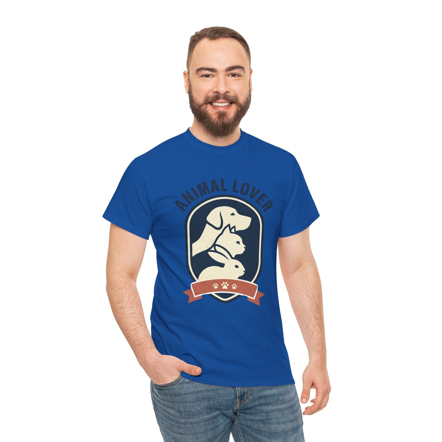Animal Lover T-Shirt — Retro Pet Badge Tee (Dogs & Cats)
