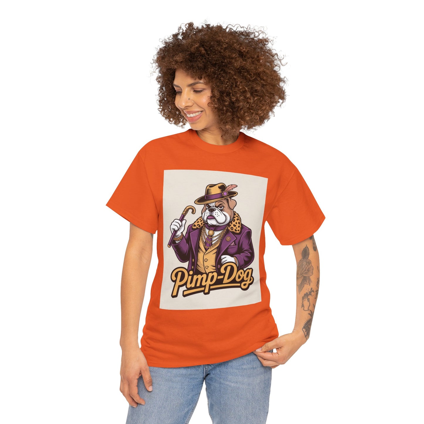Pimp-Dog Graphic Tee — Retro Bulldog Character Shirt Printify