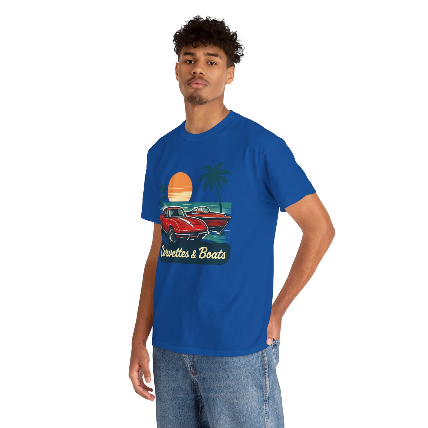 Corvettes & Boats Retro Sunset T‑Shirt
