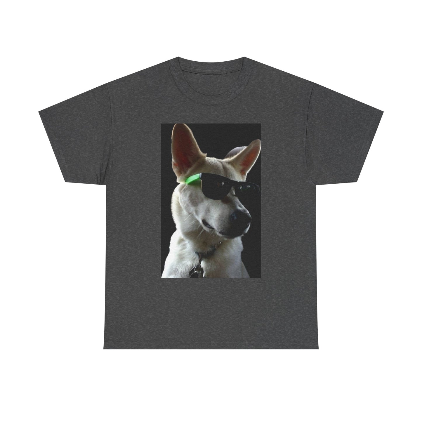 Cyberpunk Dog Photo Tee — Futuristic Bull Terrier Graphic T-Shirt Printify