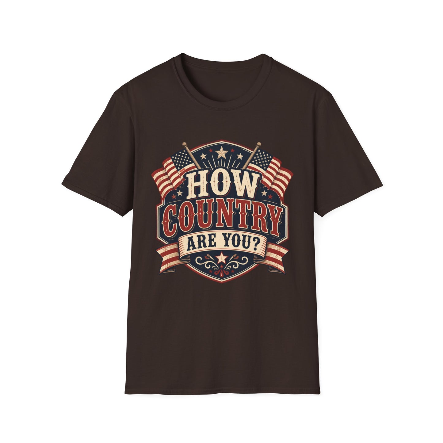 How Country Are You? T-Shirt — Vintage American Flag Country Graphic Tee