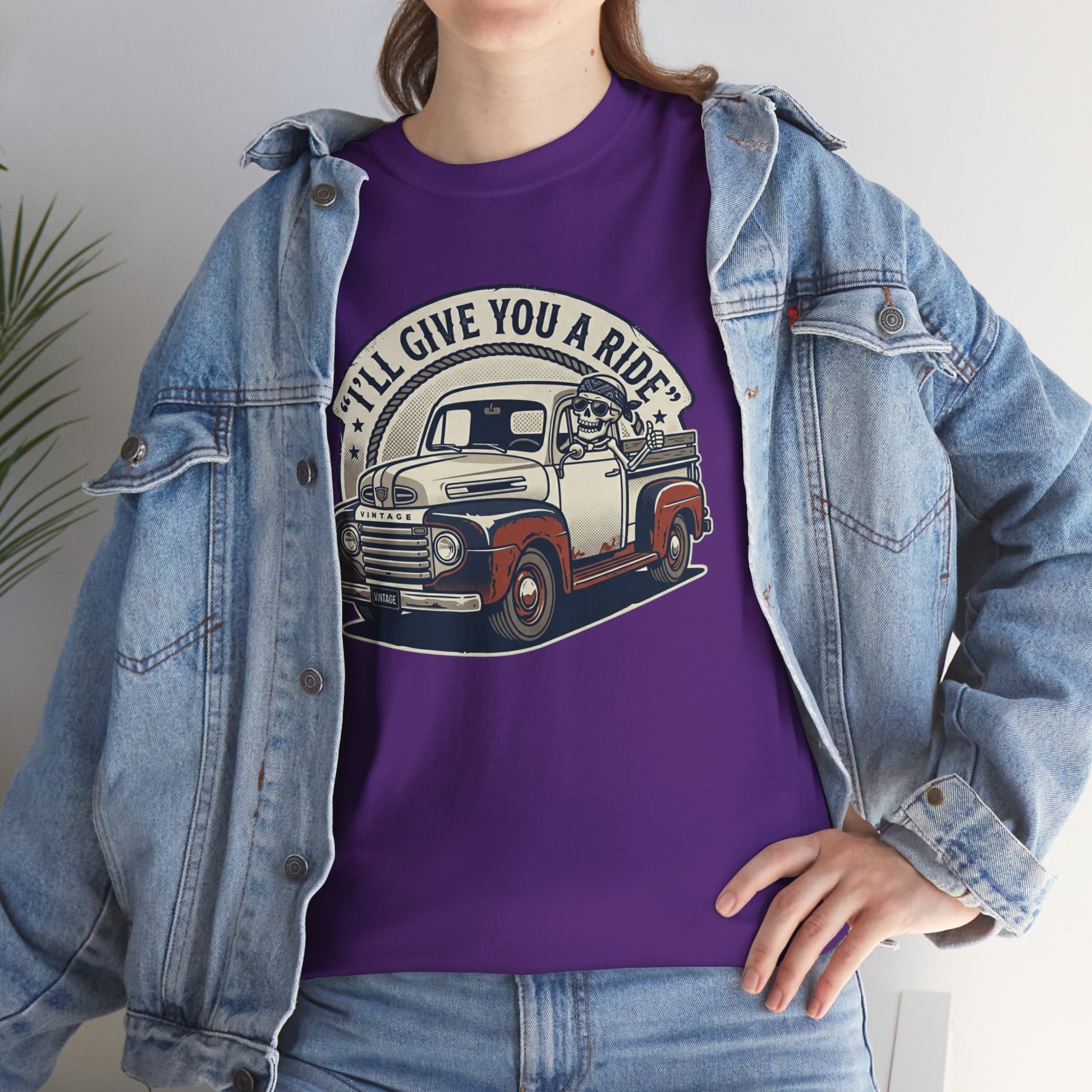 Vintage Pickup Truck T-Shirt — “I’ll Give You a Ride” Classic Retro Tee Printify