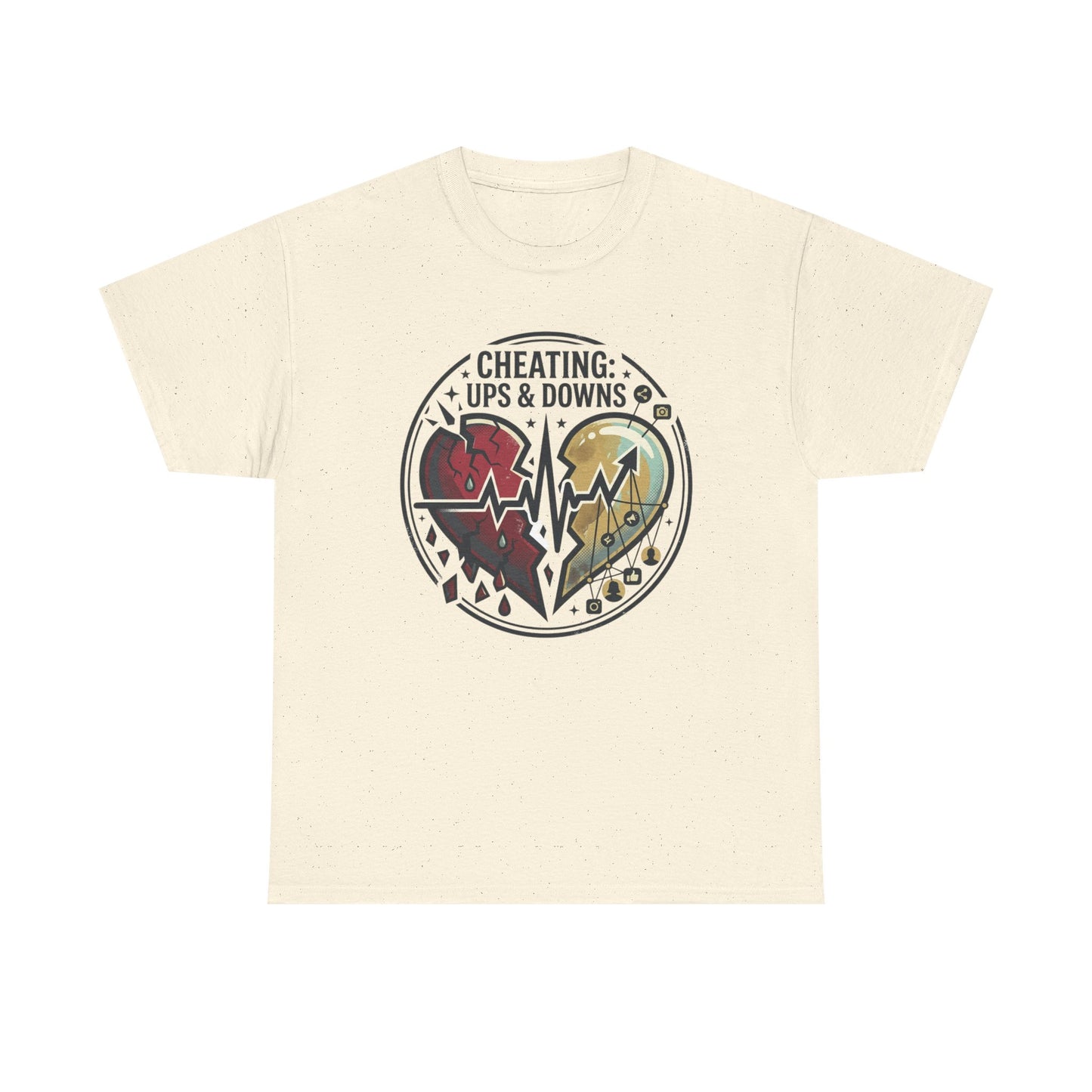 Cheating: Ups & Downs Broken Heart Graphic Tee Printify