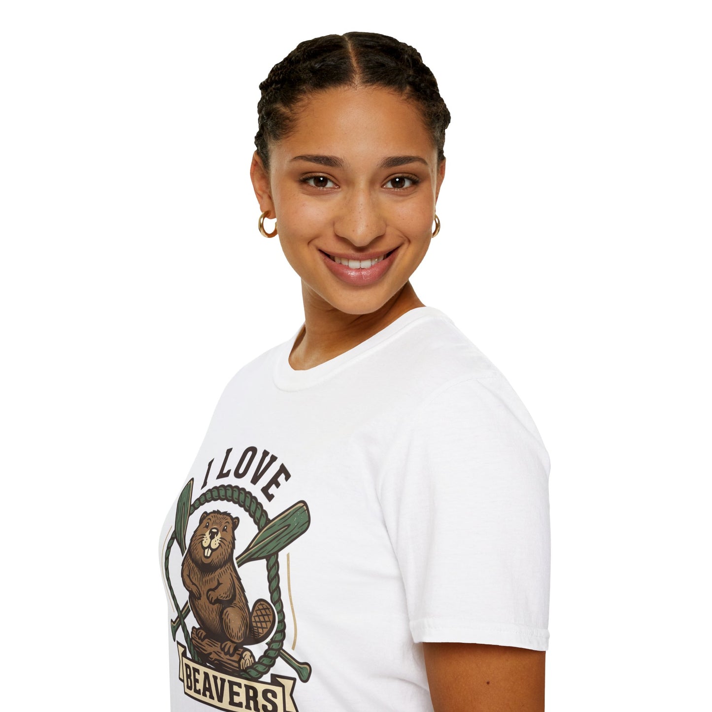 I Love Beavers T-Shirt — Cute Vintage Beaver Graphic Tee with Oars