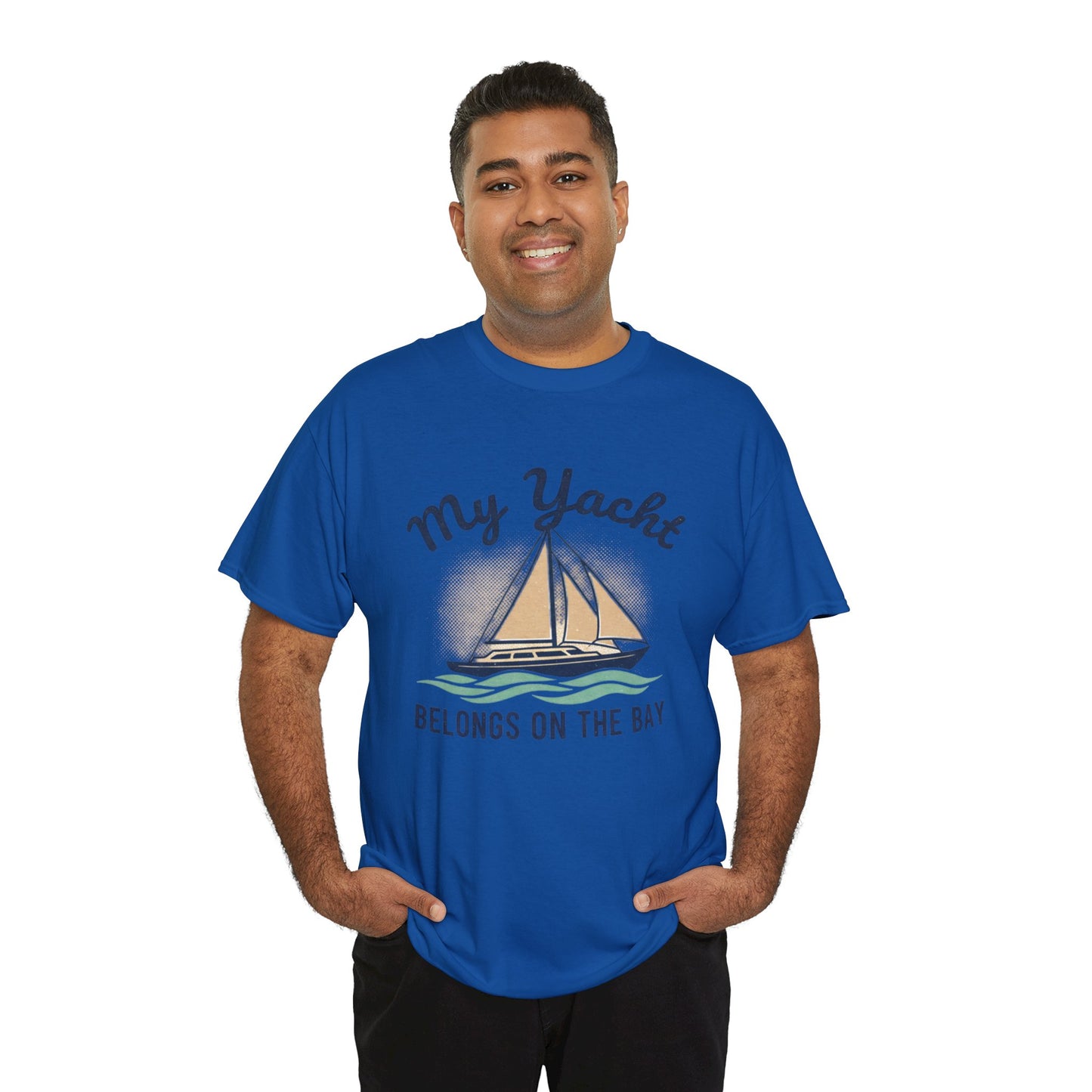 Sailboat Graphic Tee - "My Yacht Belongs on the Bay" Casual Nautical T-Shirt