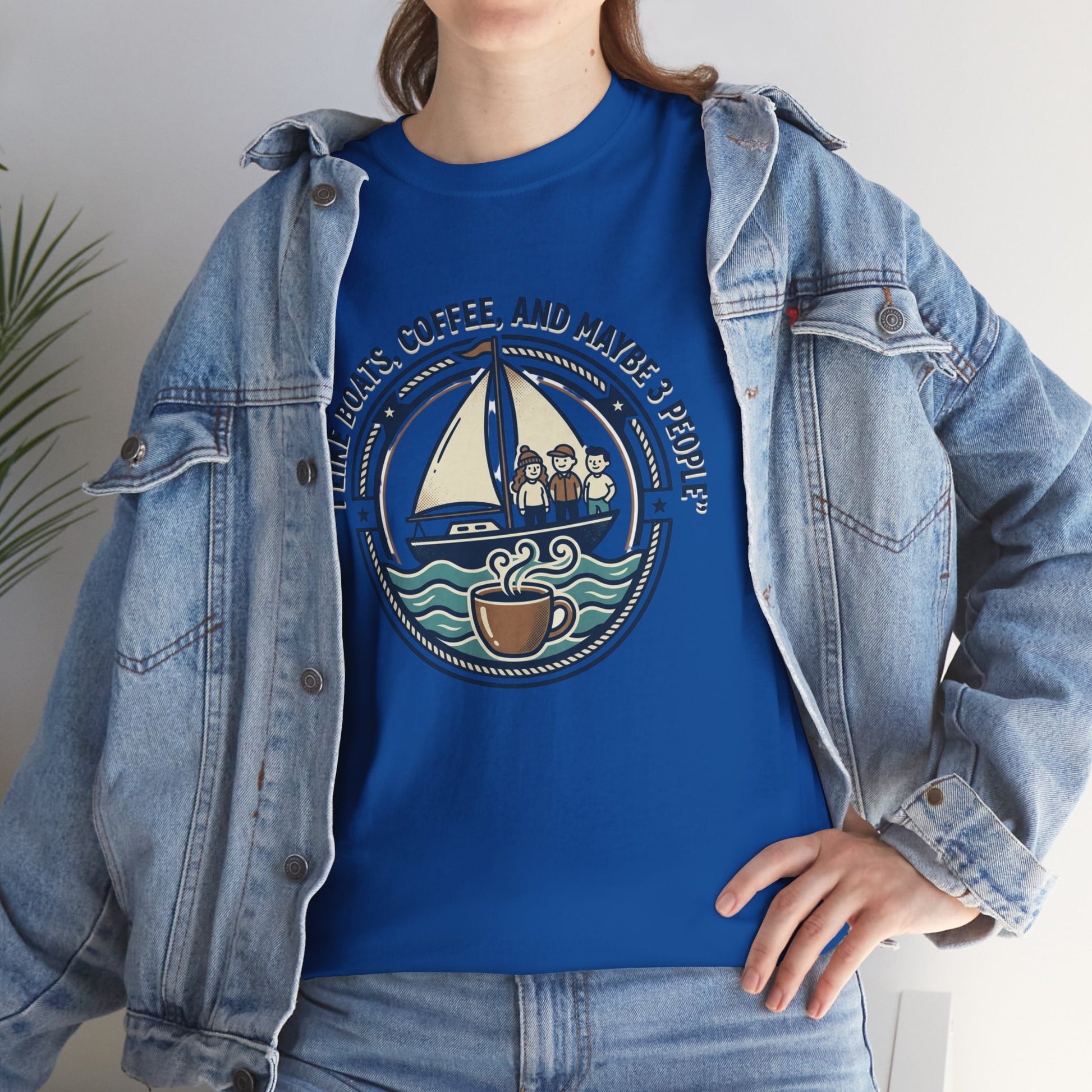 Sailboats & Coffee T‑Shirt — "I Like Boats, Coffee, and Maybe 3 People" Graphic Tee Printify