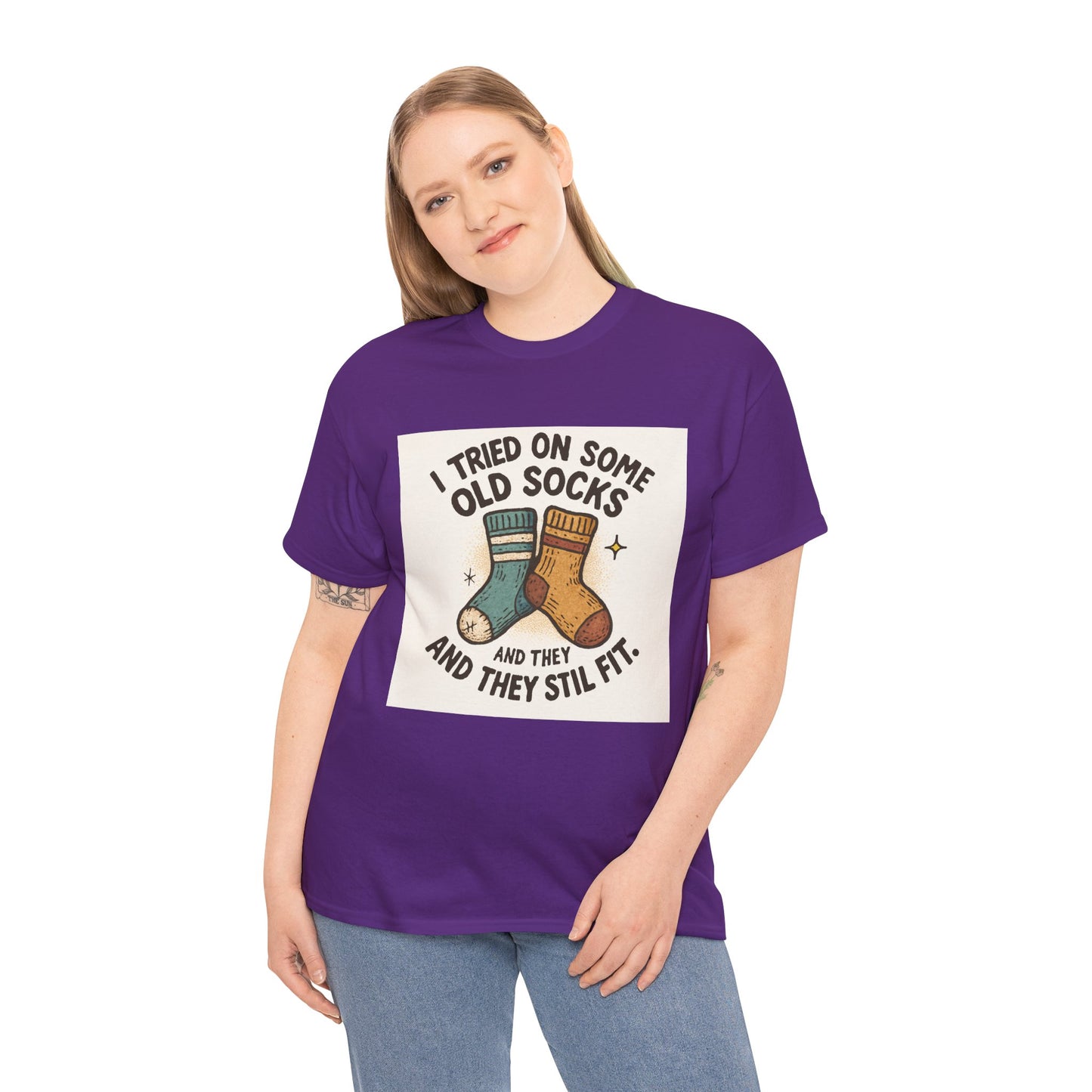 Funny Socks T-Shirt – “I Tried On Some Old Socks and They Still Fit” Graphic Tee Printify