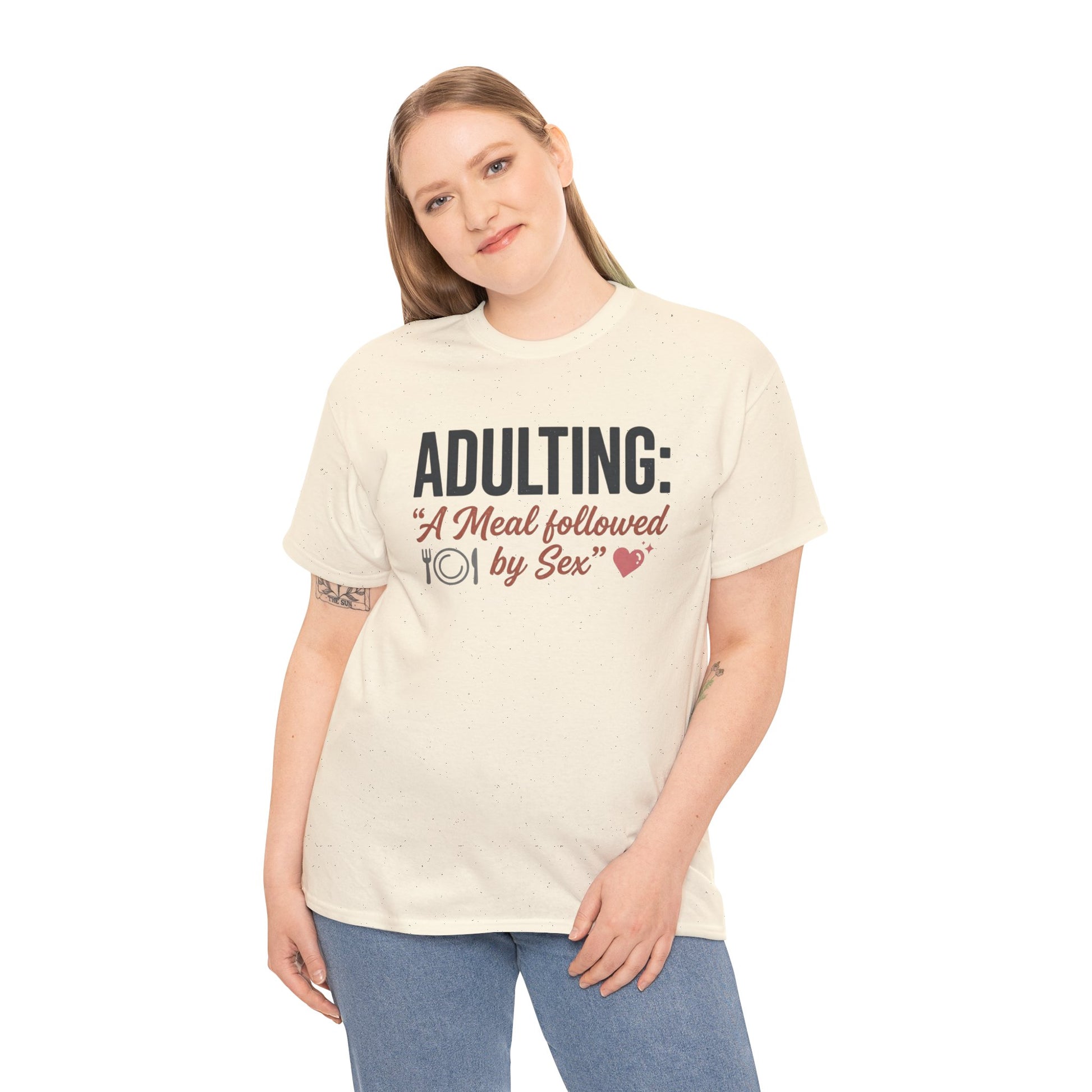 Adulting T‑Shirt – "Adulting: A Meal Followed by Sex" Funny Graphic Tee Printify