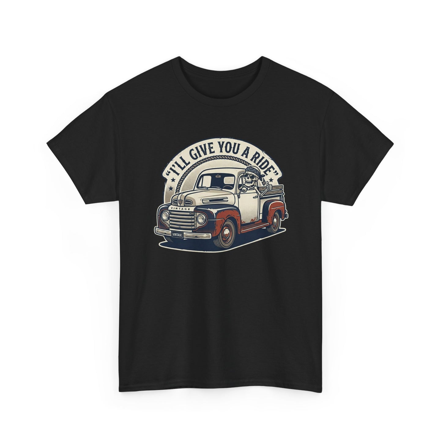 Vintage Pickup Truck T-Shirt — “I’ll Give You a Ride” Classic Retro Tee Printify