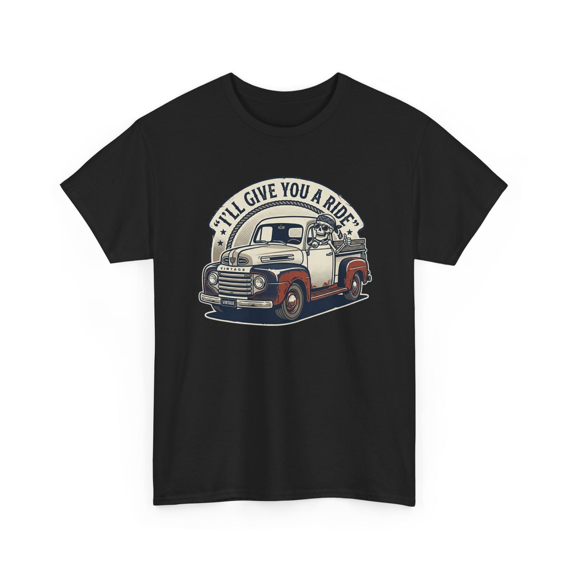Vintage Pickup Truck T-Shirt — “I’ll Give You a Ride” Classic Retro Tee Printify
