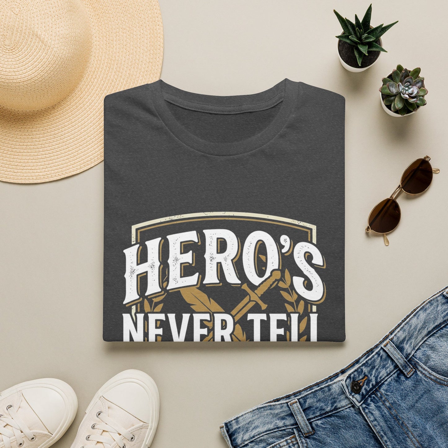 Hero's Never Tell T-Shirt — 'Hero's Never Tell Their Own Story' Graphic Tee for Veterans & First Responders