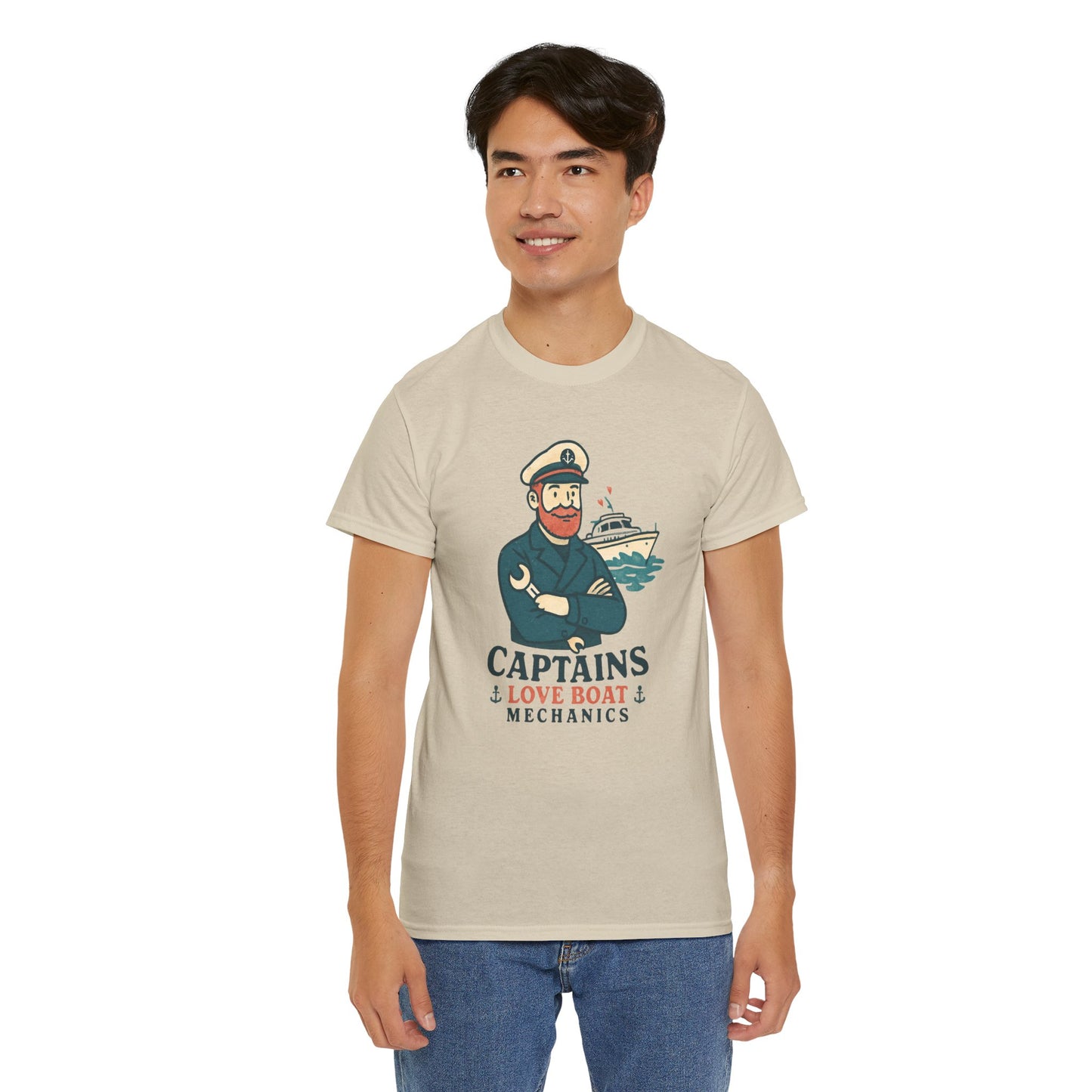 Captain Mechanics T‑Shirt — "Captains Love Boat Mechanics" Nautical Crew Tee