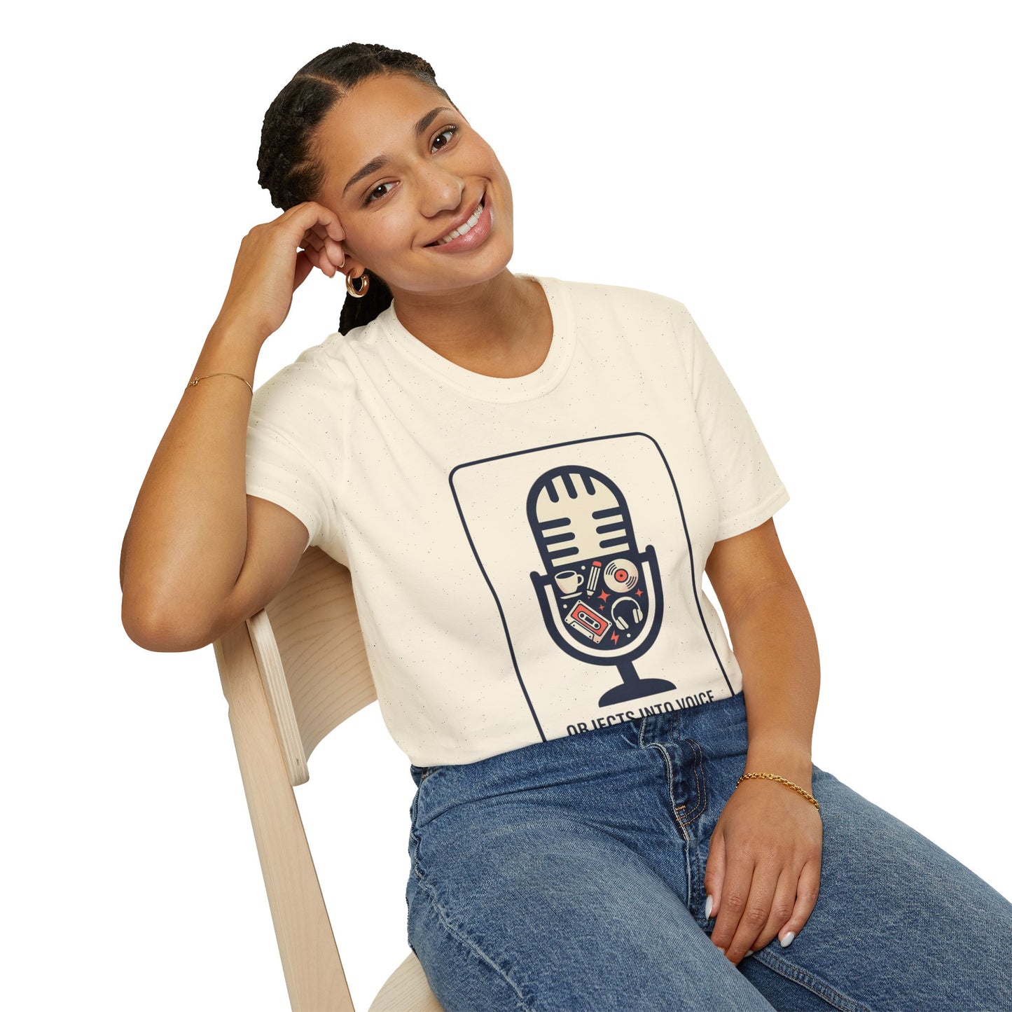 Microphone Graphic T-Shirt — “Objects Into Voice” Podcast Tee