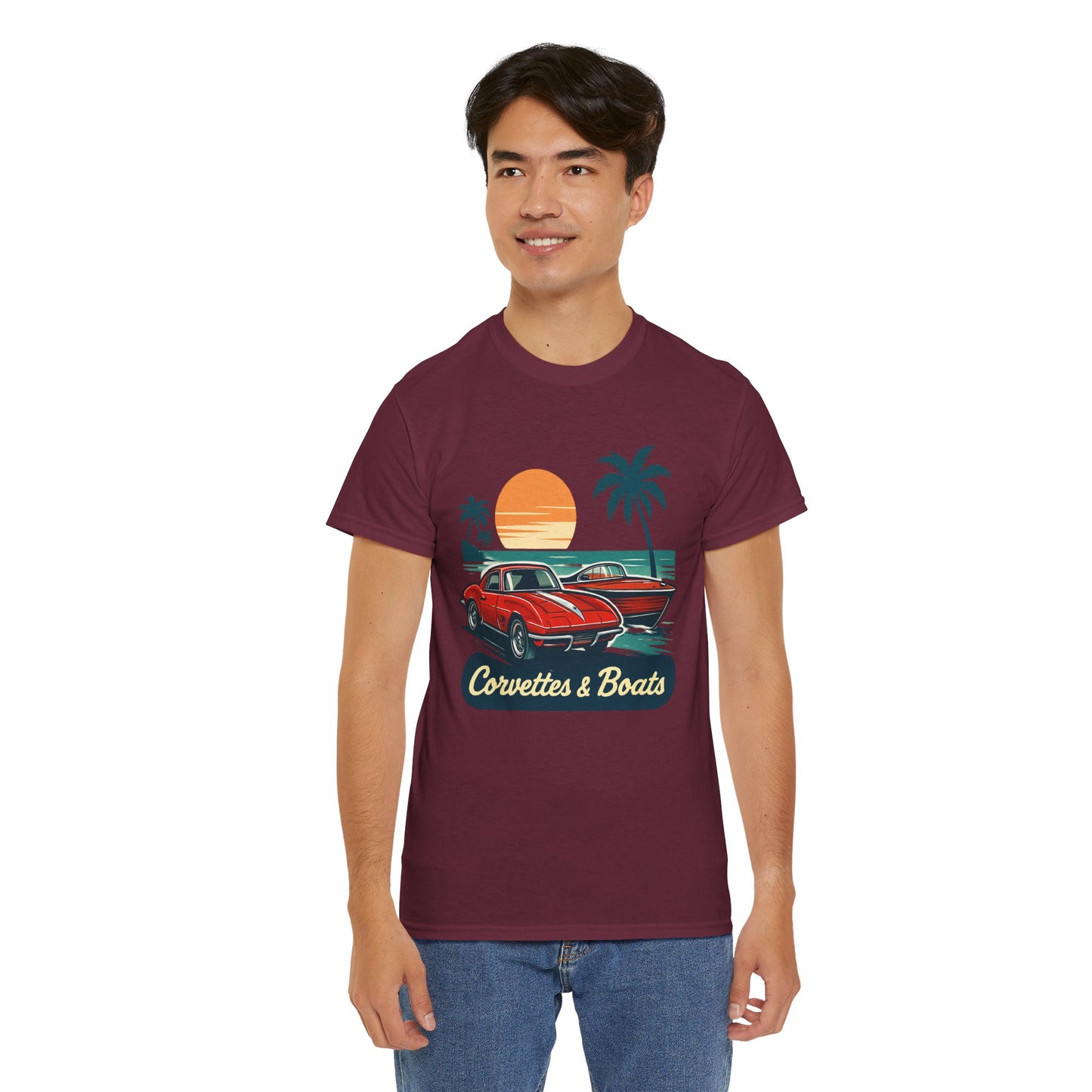 Corvettes & Boats Retro Sunset T‑Shirt